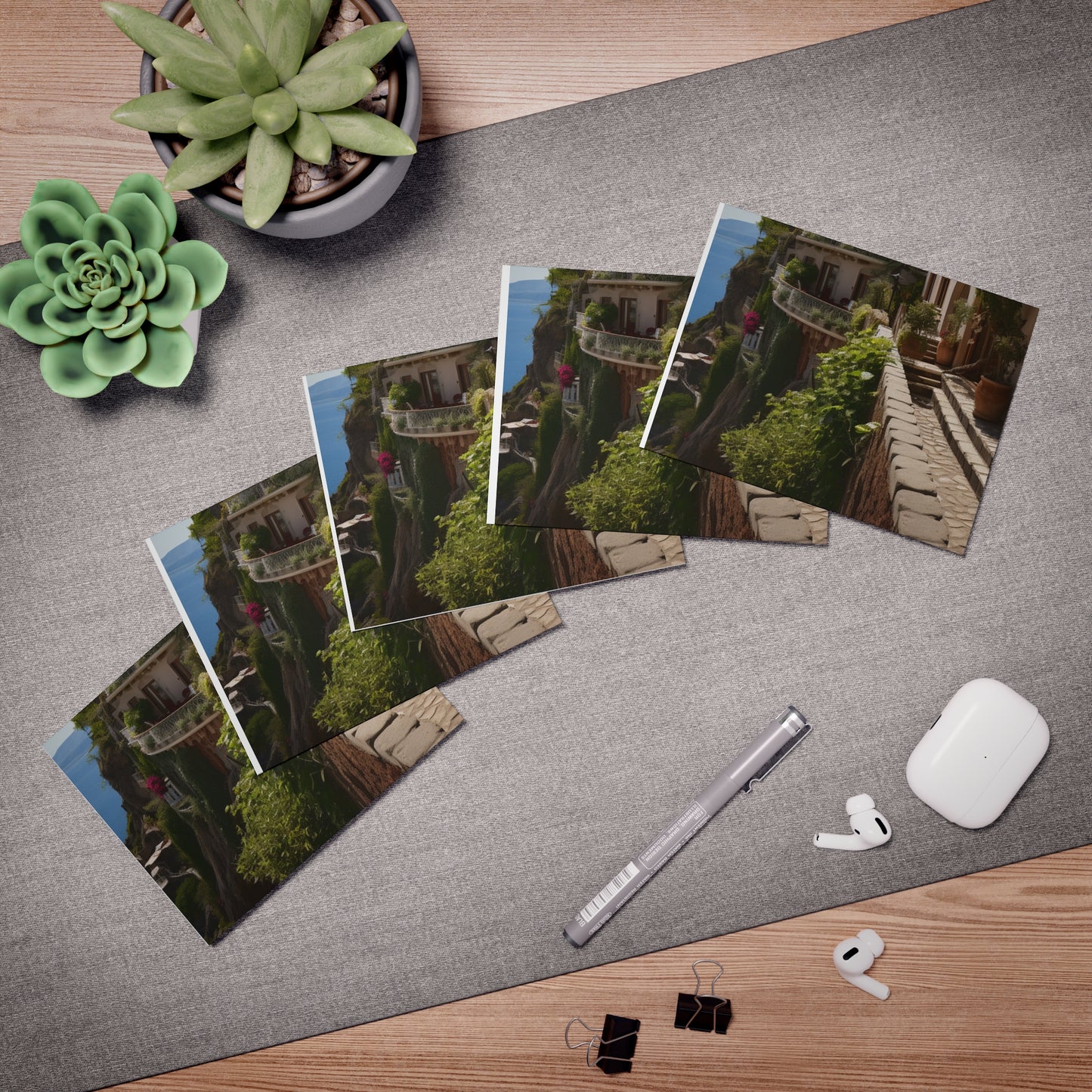Italian Hillside Scene Design Note Cards (5-Pack)