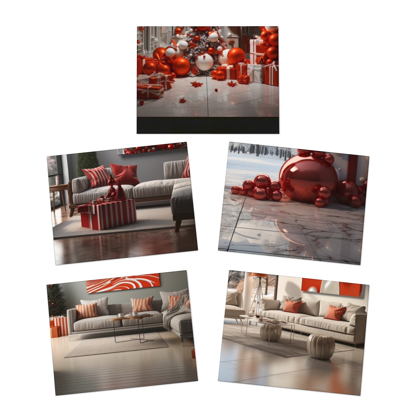 Euphoric Elegance: Vibrant Holiday Greeting Card Set (5-Pack)
