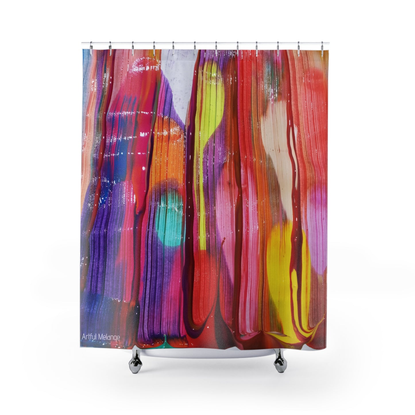 Canvas Cascade: Abstract Acrylic Art Shower Curtain Collection