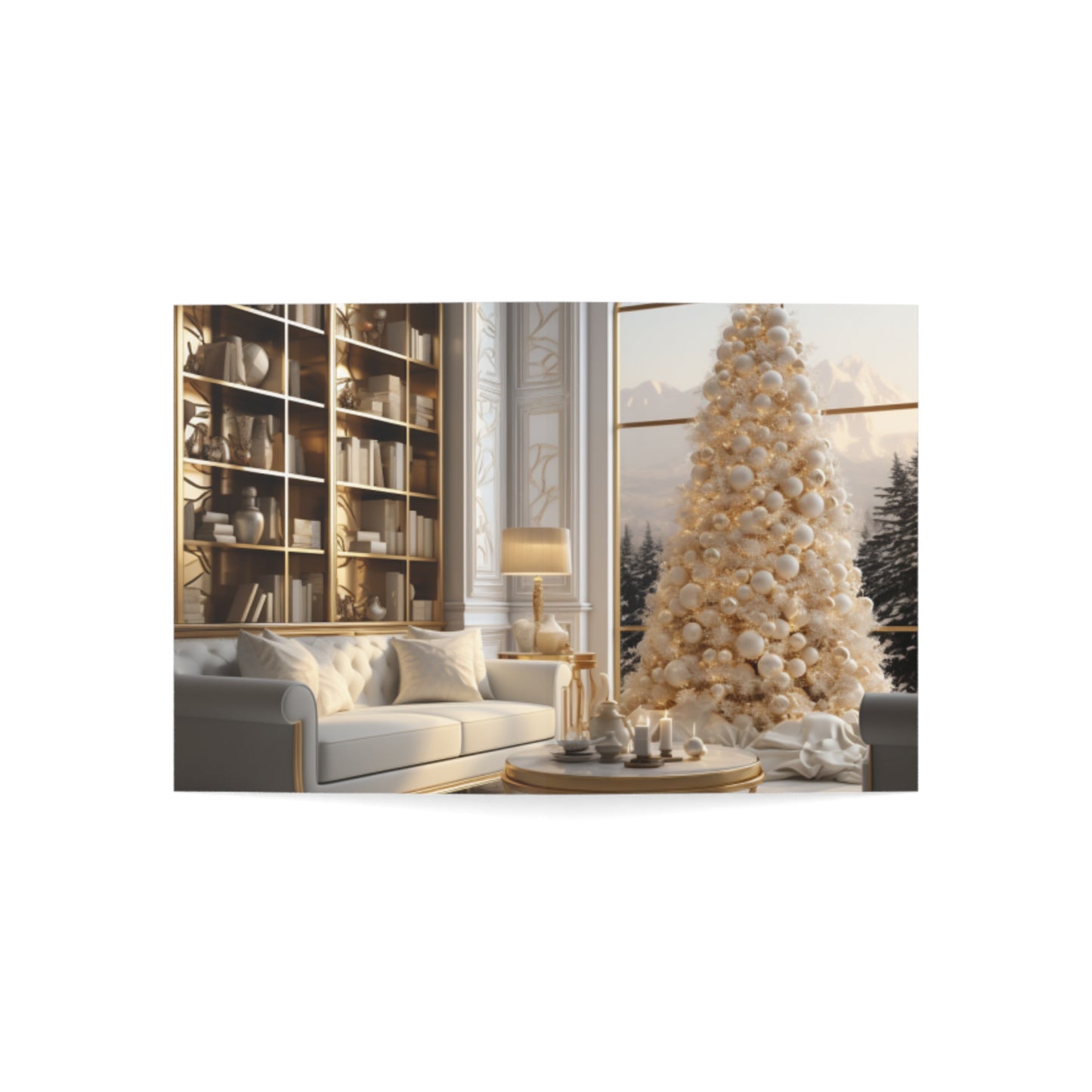 Elegance in Gold & White Christmas Notecards (1, 10, 30, and 50pcs)