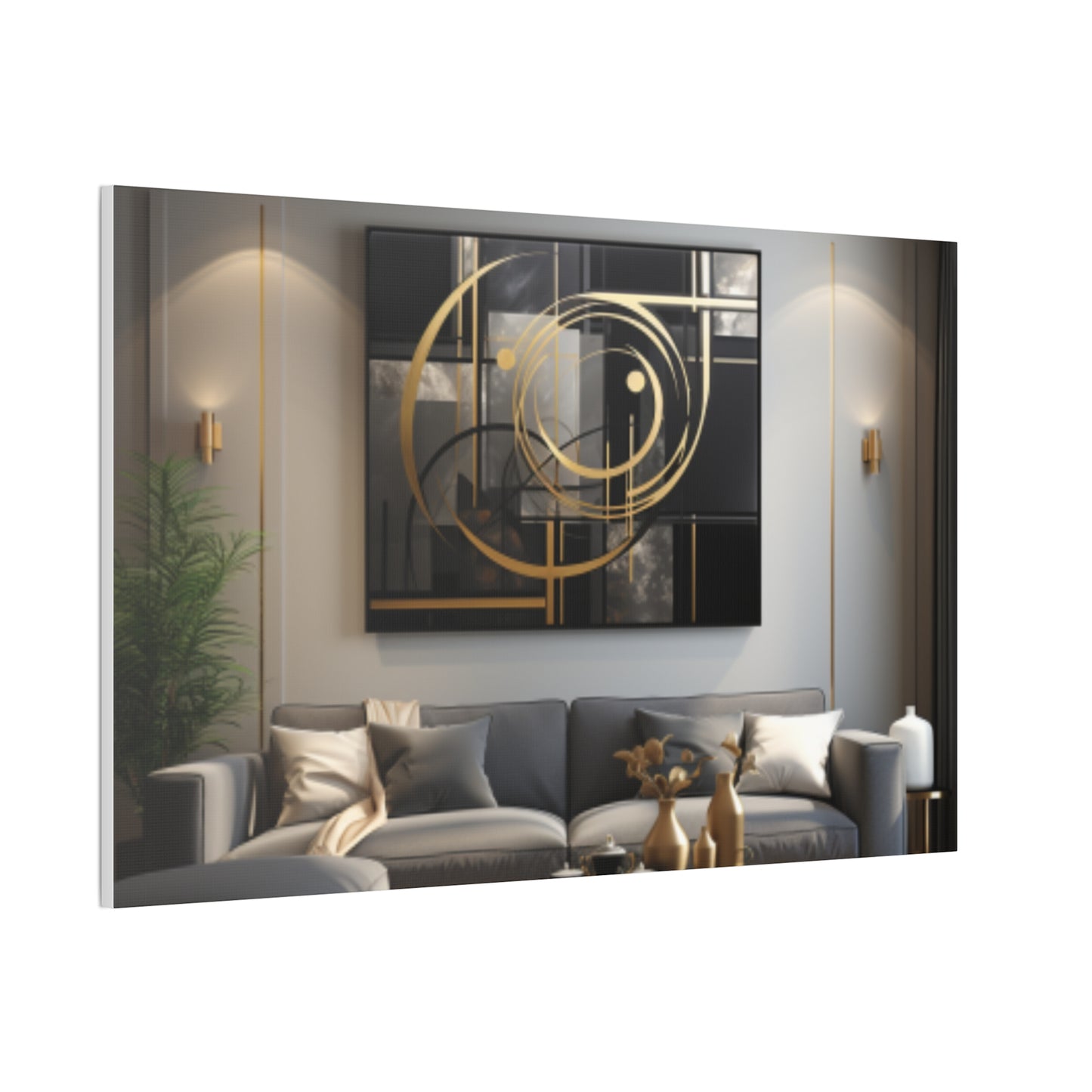 Gold and Black Elegance: A Symphony of Sophistication Canvas Print