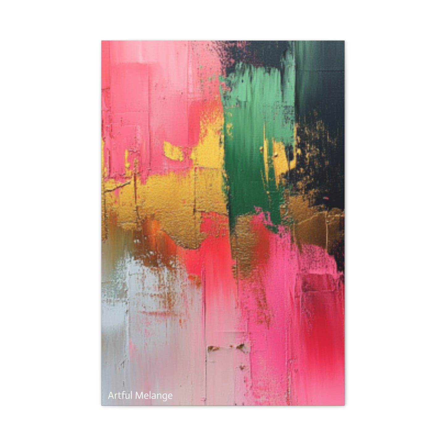 Acrylic Abstract Canvas Print - Homage to the Divine Nine/Pink Green Black and Gold 2