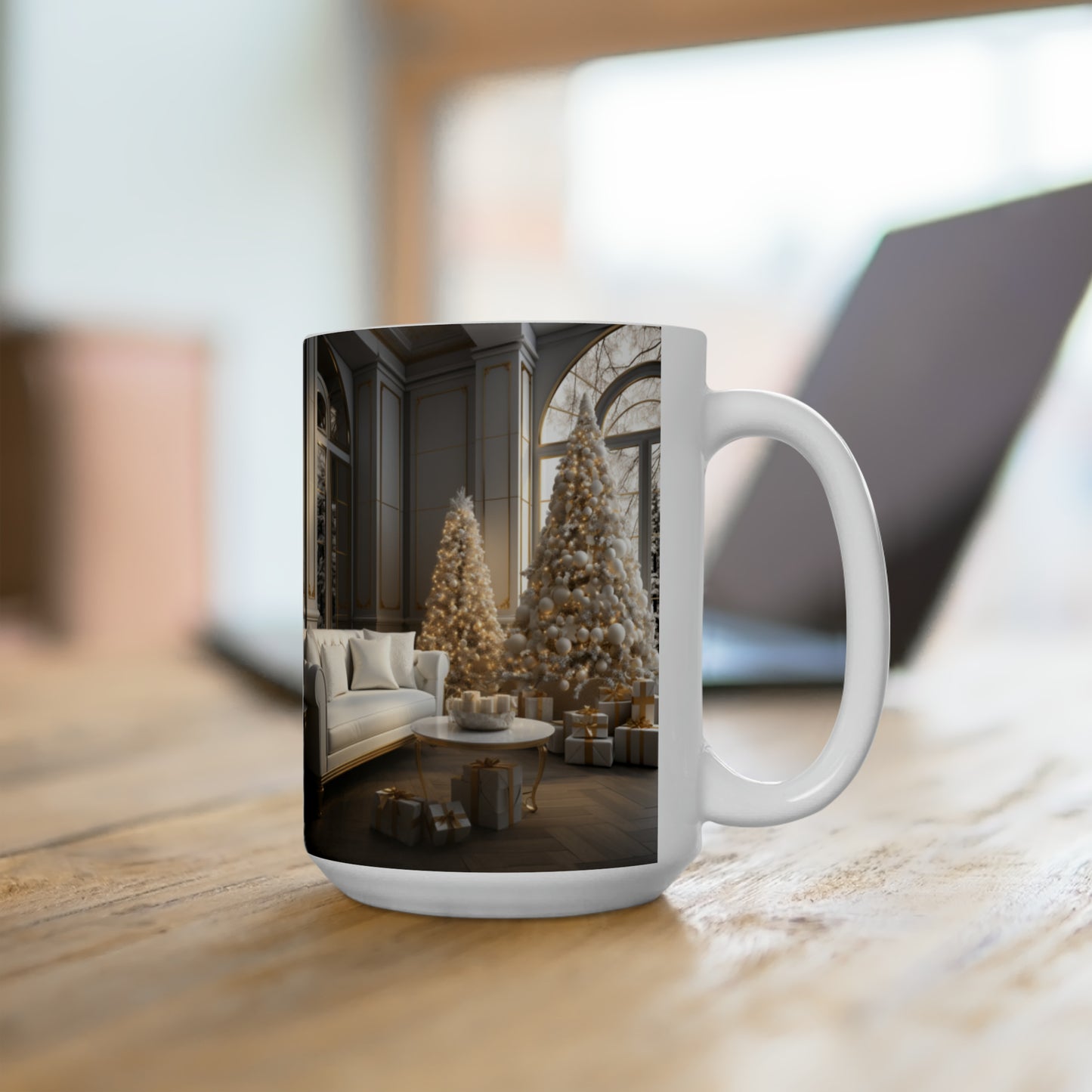 Elegance in Gold & White Holiday Mug15oz