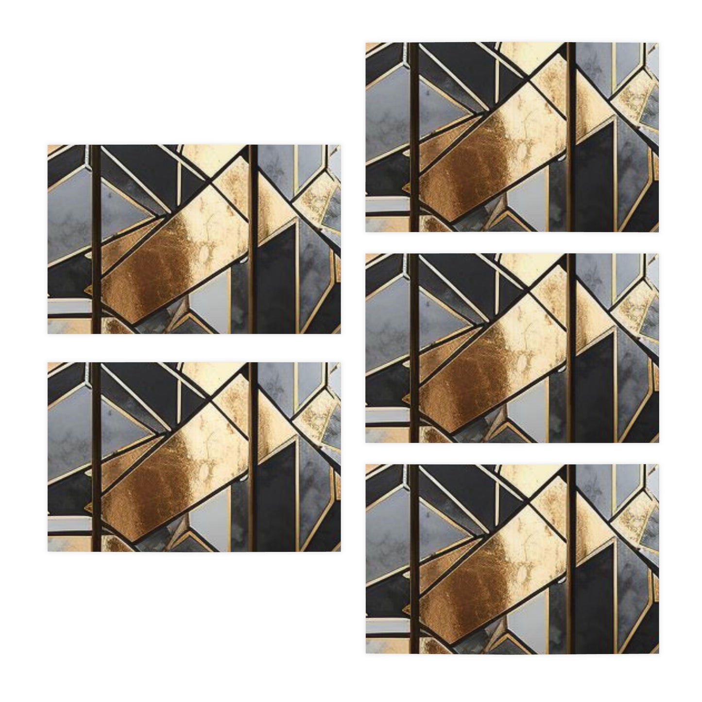 Elegance in Ink: Gold & Black Abstract Art Note Card Set(5-Pack)