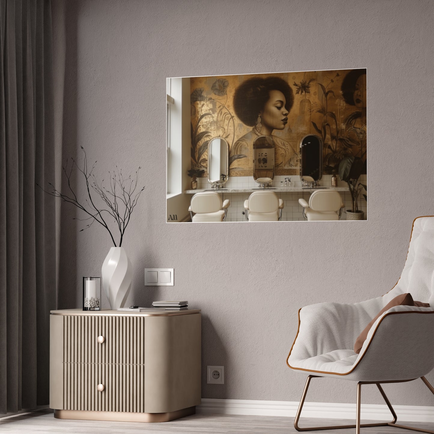 Black Hair Salon Interiors: Poster Prints Celebrating Style