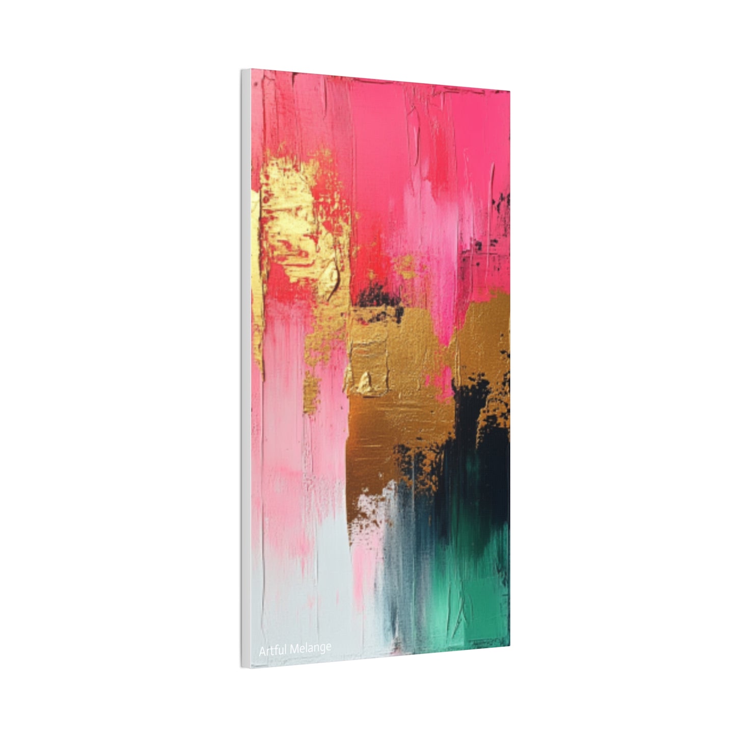 Acrylic Abstract Canvas Print - Homage to the Divine Nine/Pink Green Black and Gold 4