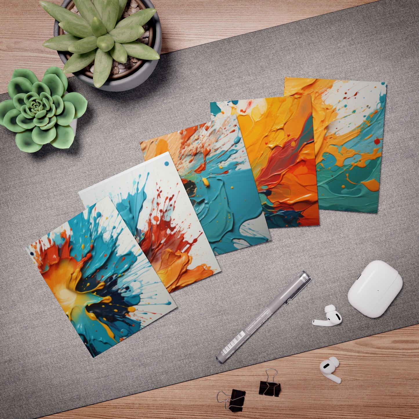 Elegance in Ink: Abstract Art Note Card Set(5-Pack)
