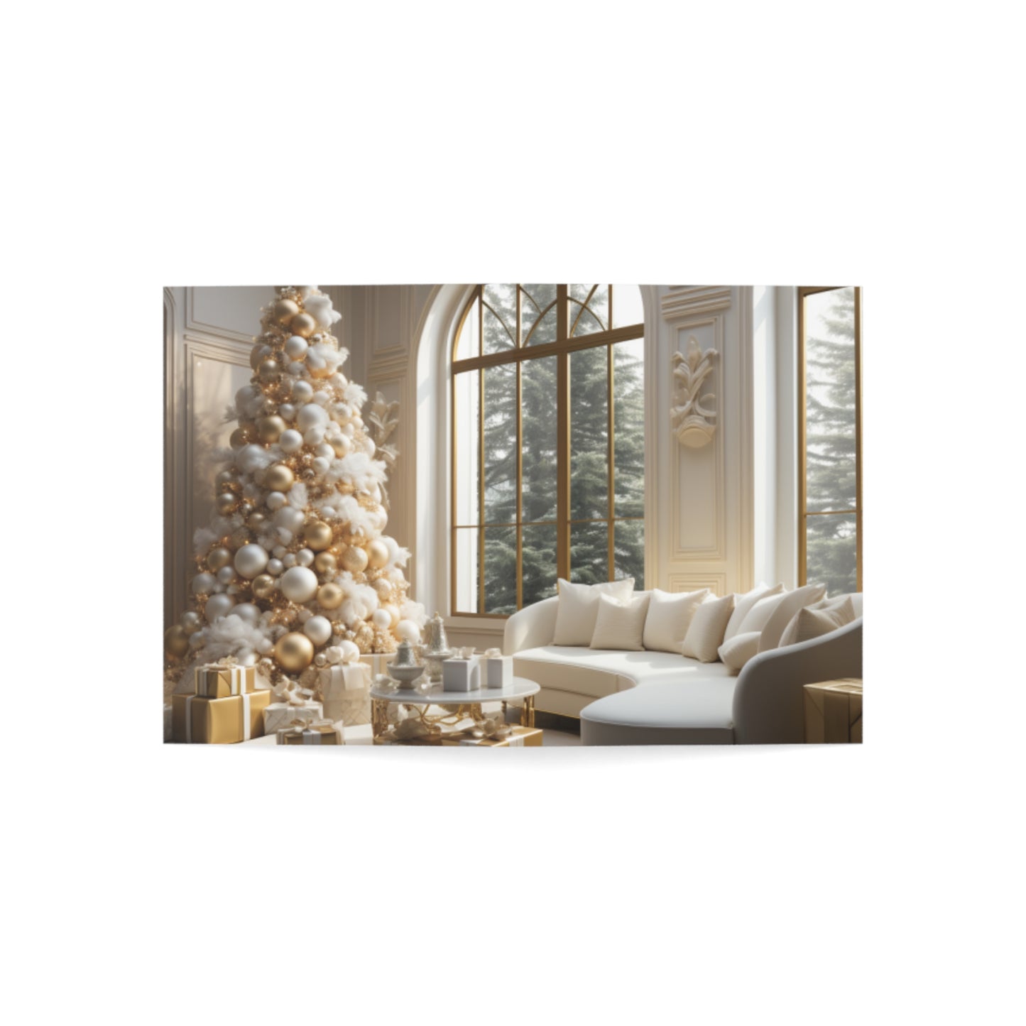 Elegance in Gold & White Christmas Notecards (1, 10, 30, and 50pcs)