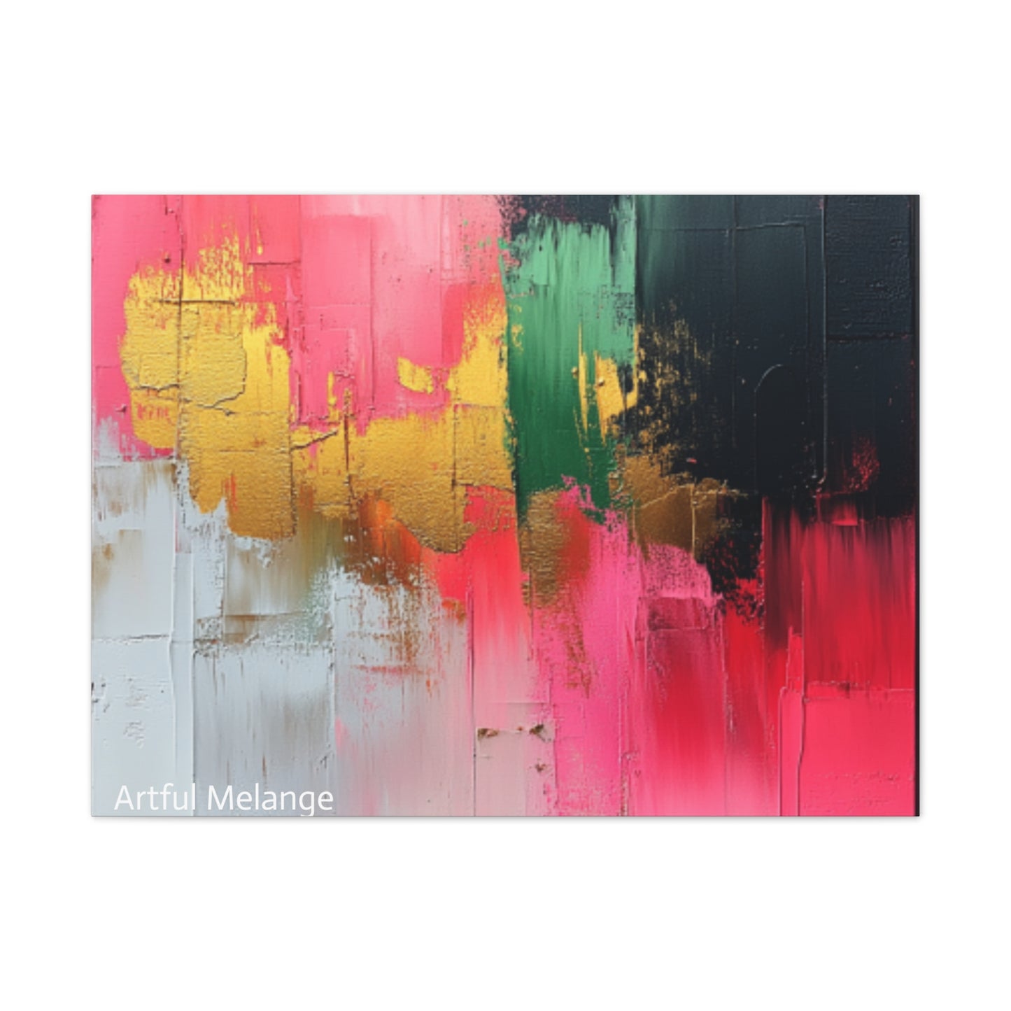 Acrylic Abstract Canvas Print - Homage to the Divine Nine/Pink Green Black and Gold 2