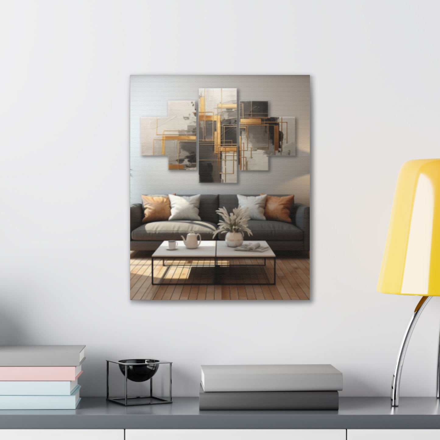 Gold and Black Elegance: A Symphony of Sophistication Canvas Print