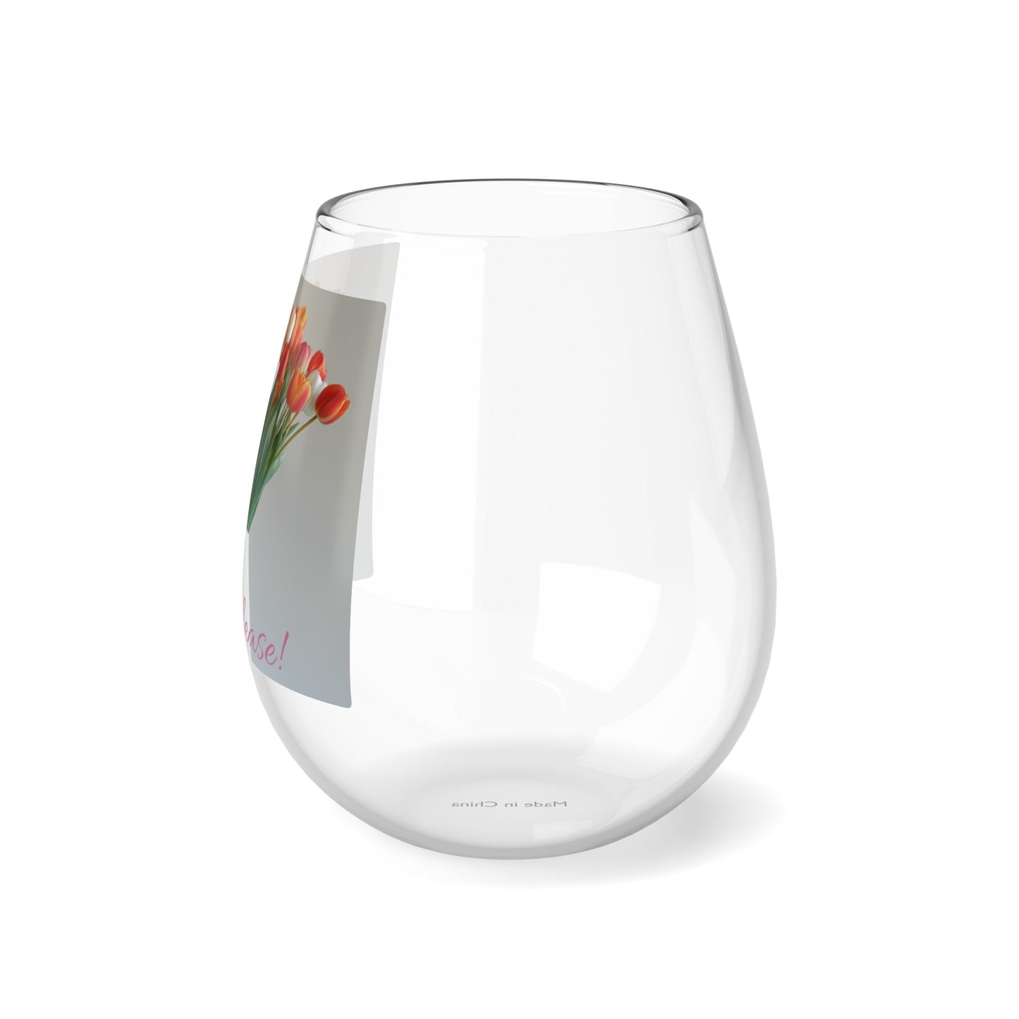 Floral Elegance Stemless Wine Glass, 11.75oz