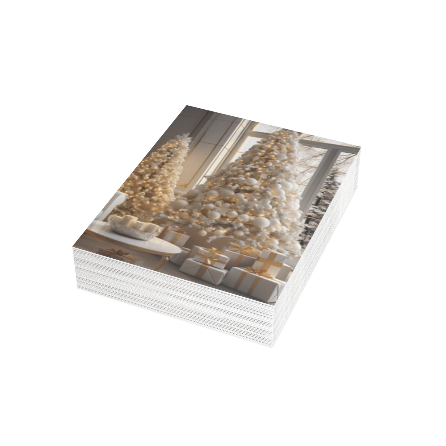 Elegance in Gold & White Christmas Notecards (1, 10, 30, and 50pcs)