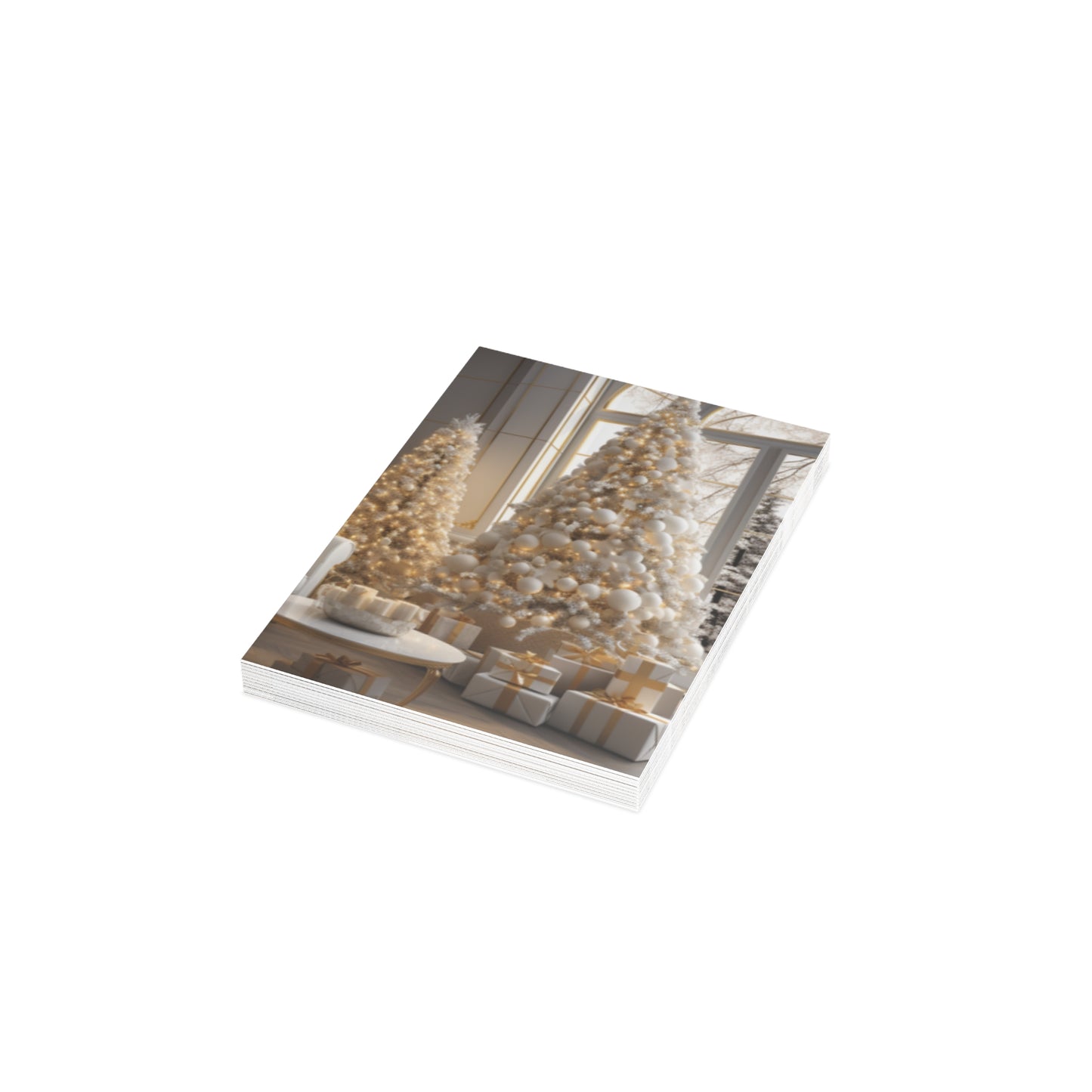 Elegance in Gold & White Christmas Notecards (1, 10, 30, and 50pcs)