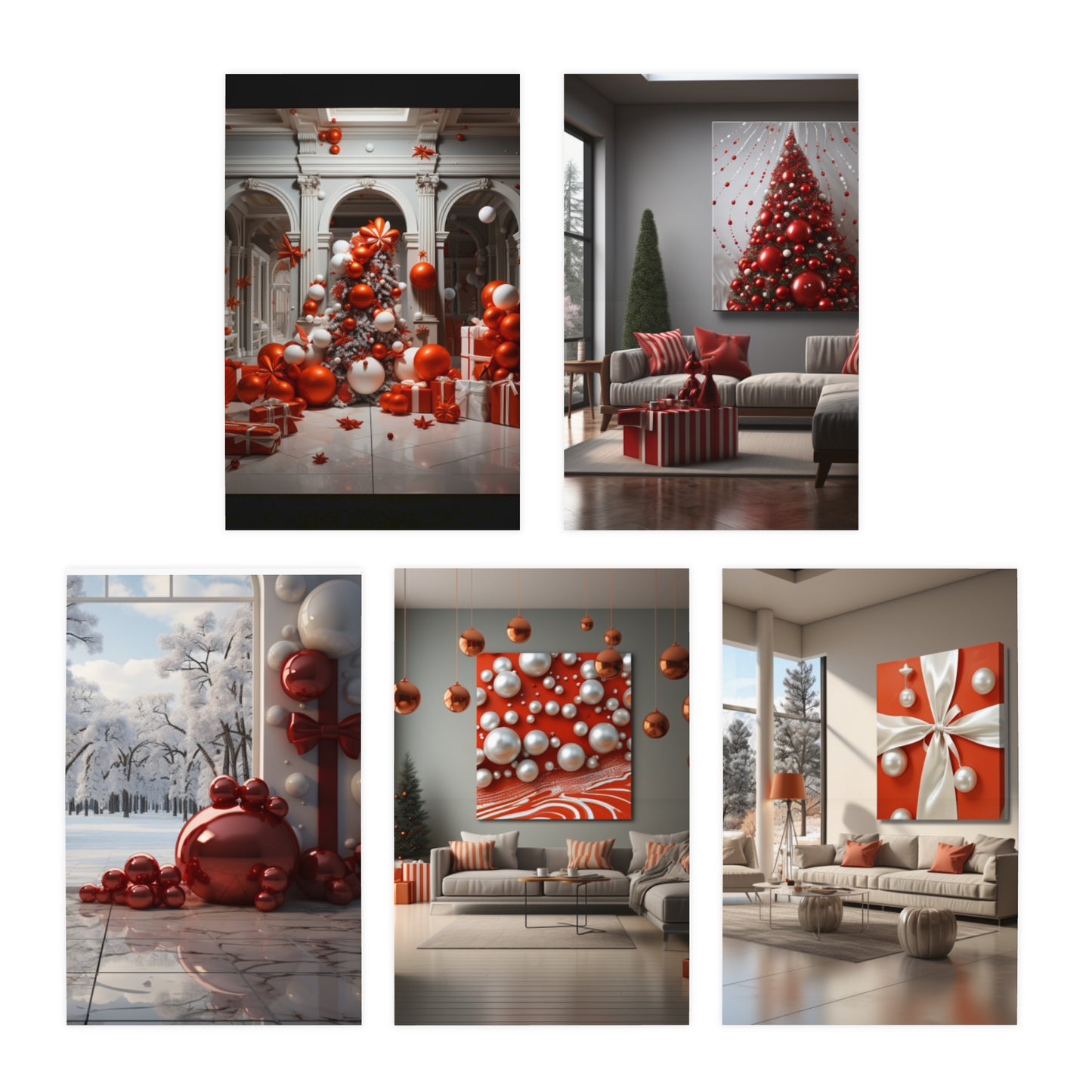 Euphoric Elegance: Vibrant Holiday Greeting Card Set (5-Pack)