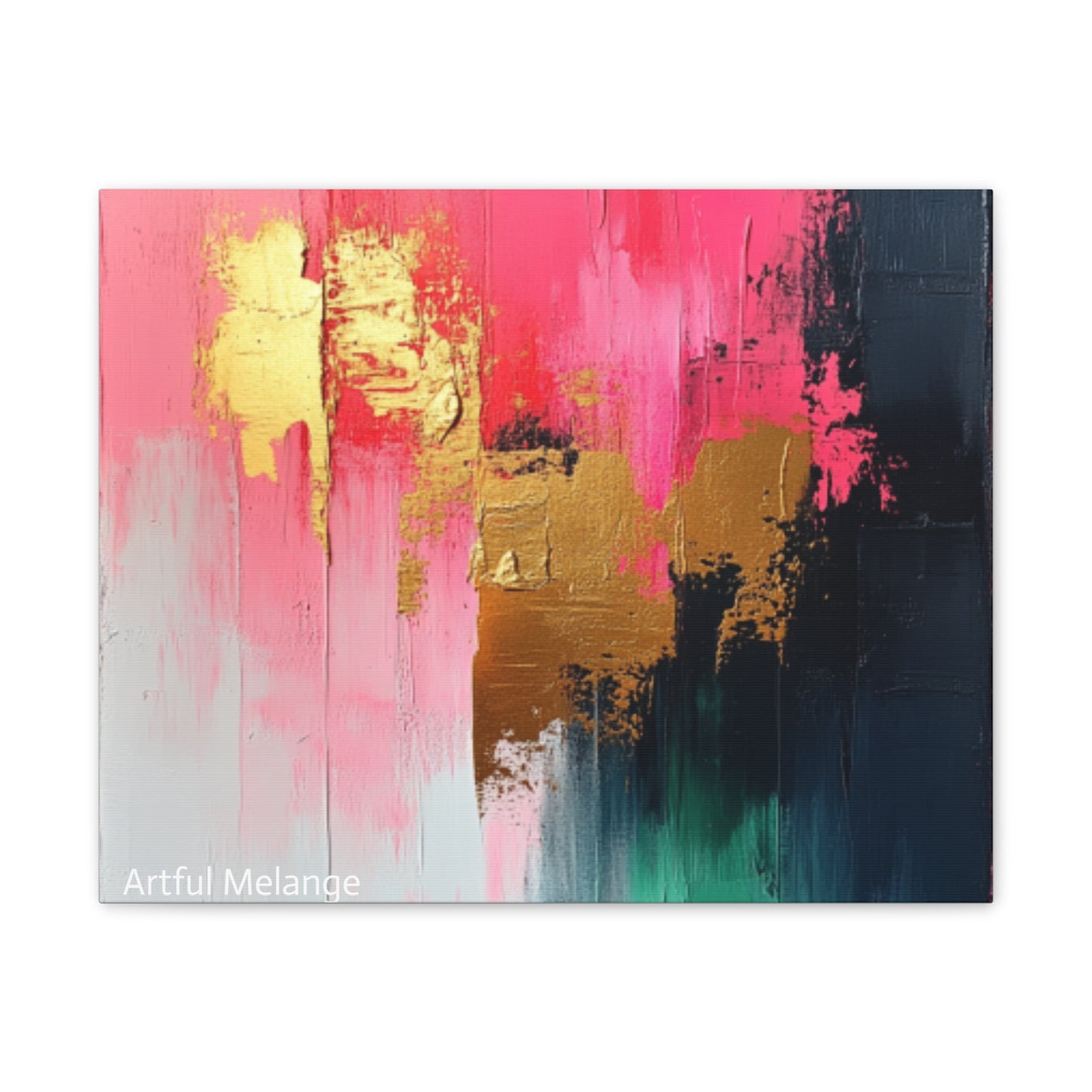 Acrylic Abstract Canvas Print - Homage to the Divine Nine/Pink Green Black and Gold 4