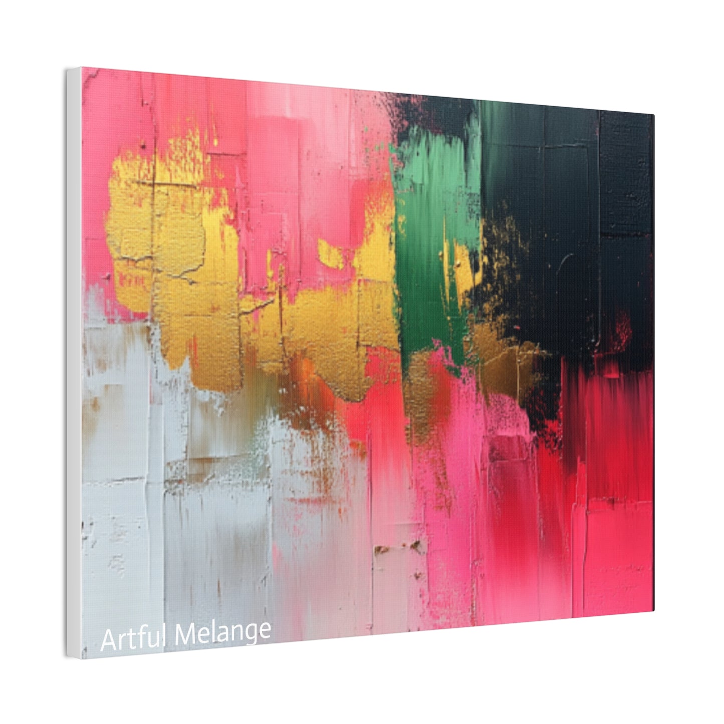 Acrylic Abstract Canvas Print - Homage to the Divine Nine/Pink Green Black and Gold 2