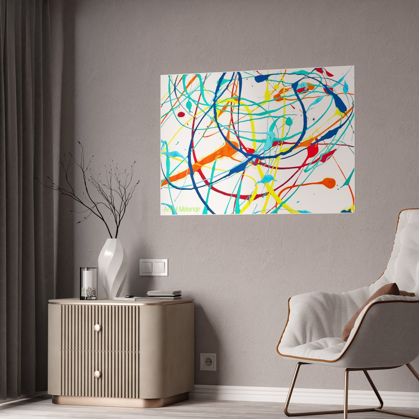 Gleaming Acrylic Abstract Poster: A Spectrum of Colorful Elegance