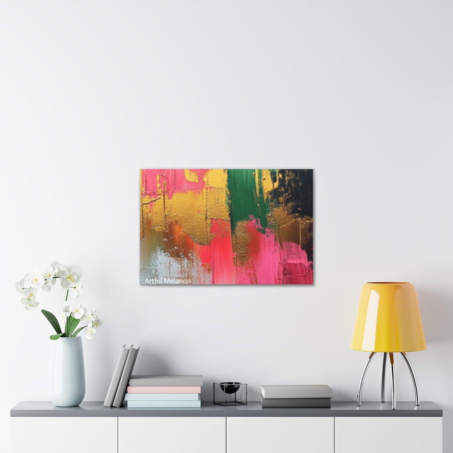 Acrylic Abstract Canvas Print - Homage to the Divine Nine/Pink Green Black and Gold 2
