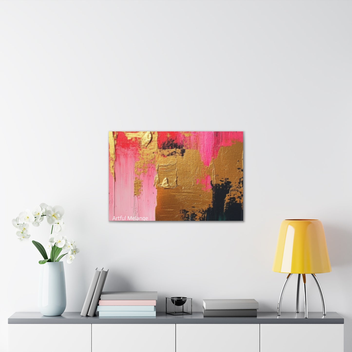 Acrylic Abstract Canvas Print - Homage to the Divine Nine/Pink Green Black and Gold 4