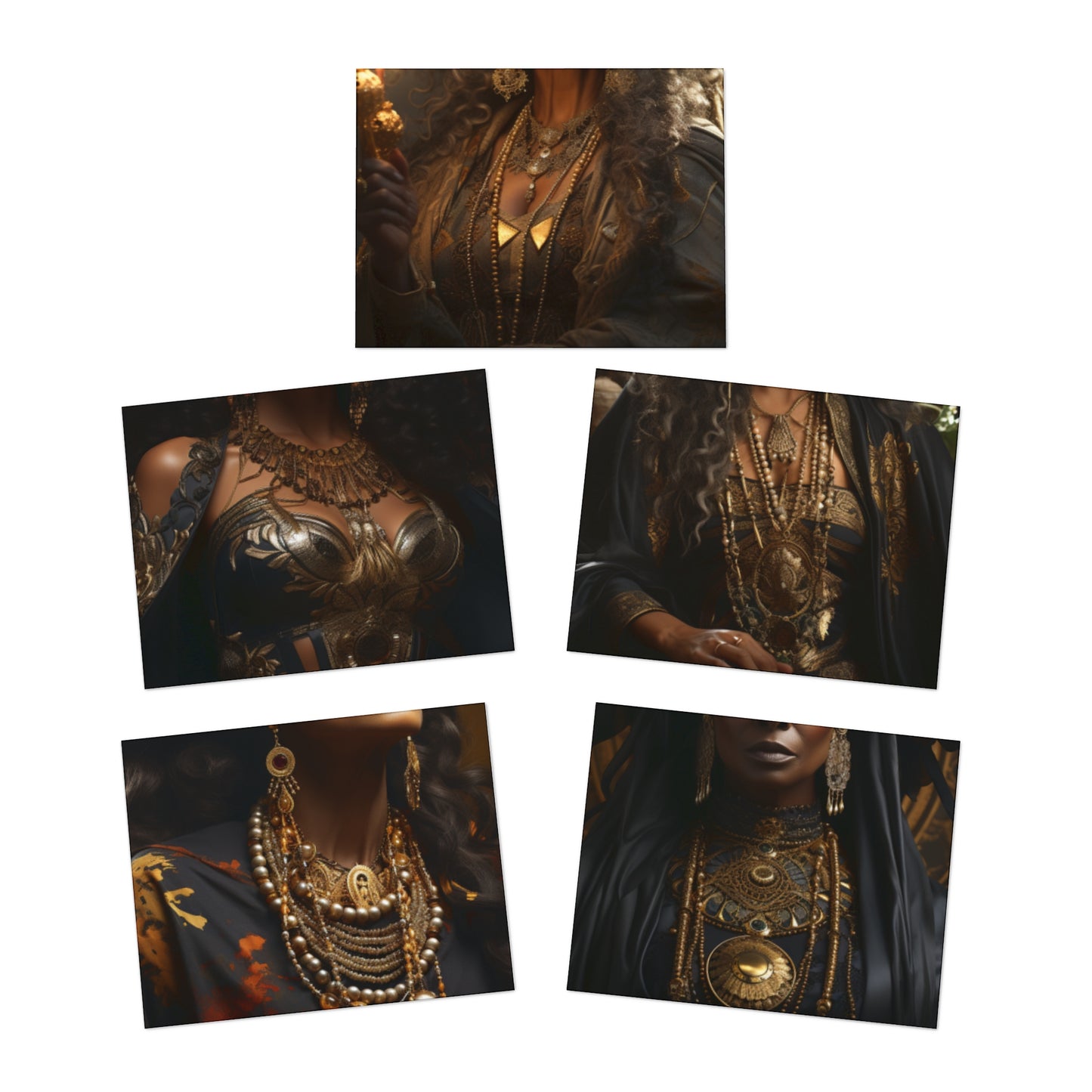 Majestic African Queens: Celebrating Modern Elegance in Resplendent Note Cards (5-Pack)