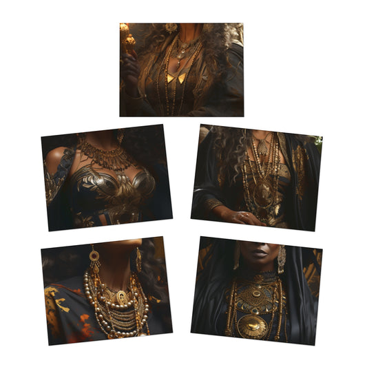 Majestic African Queens: Celebrating Modern Elegance in Resplendent Note Cards (5-Pack)