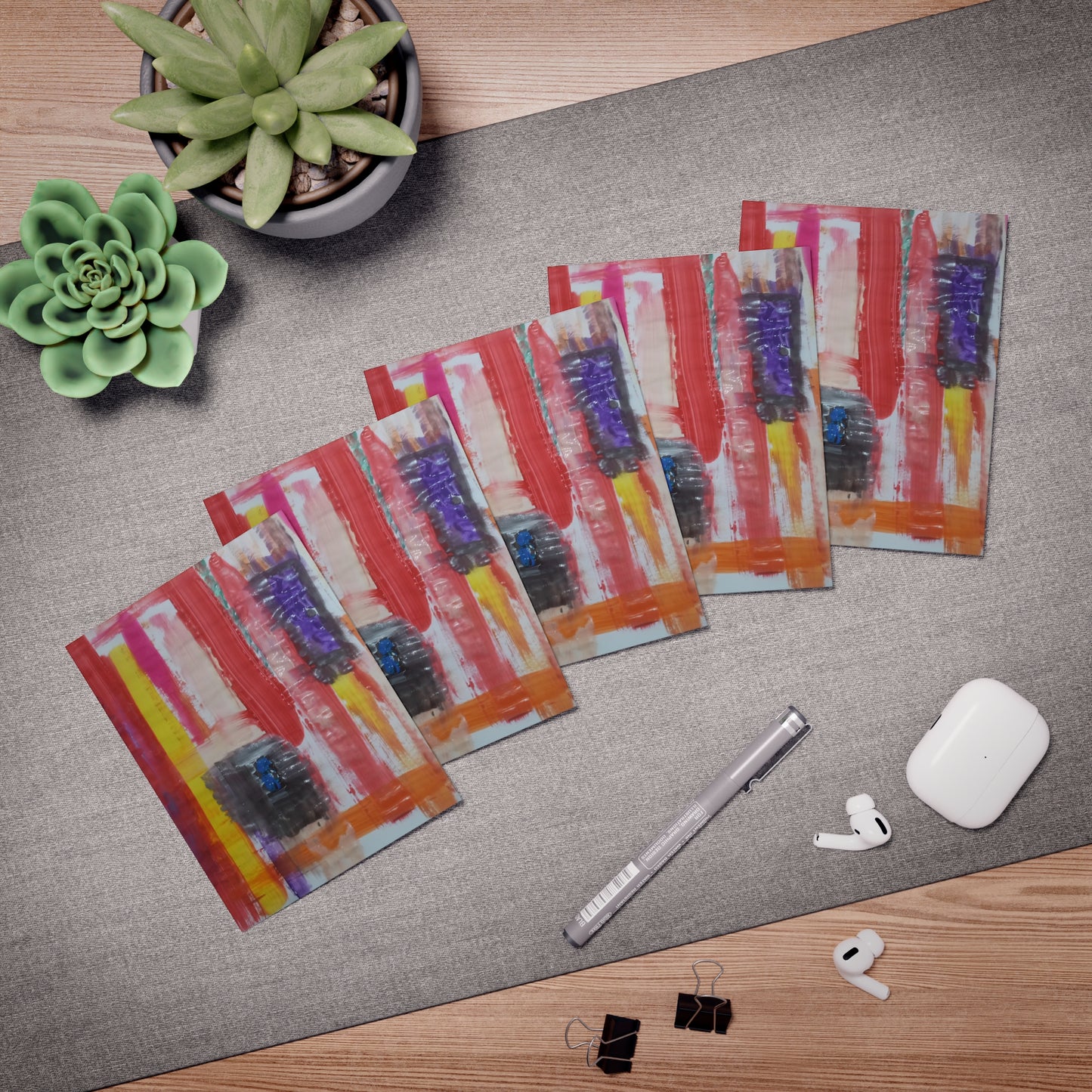 Elegance in Ink: Abstract Art Note Card Set(5-Pack)