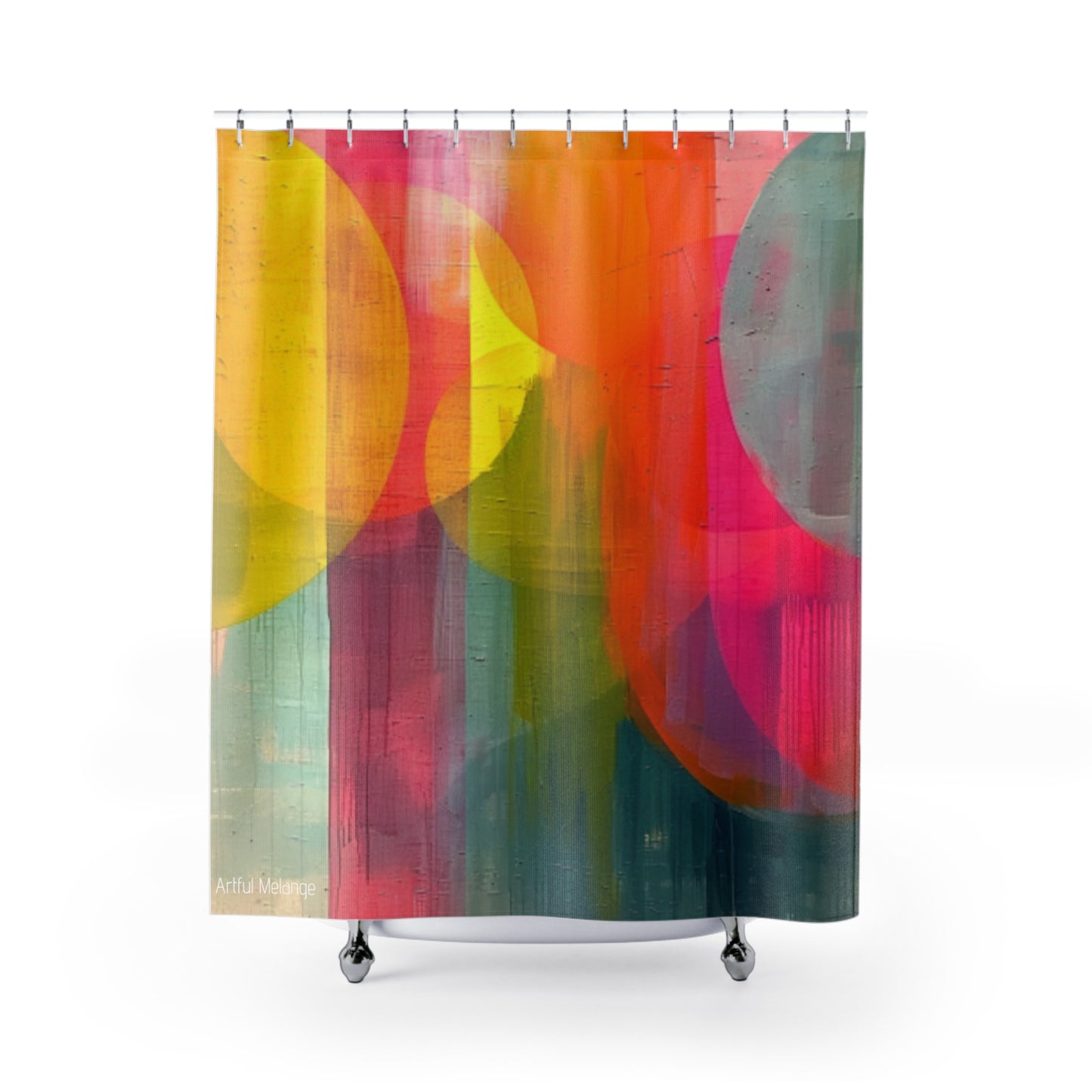 Canvas Cascade: Abstract Acrylic Art Shower Curtain Collection