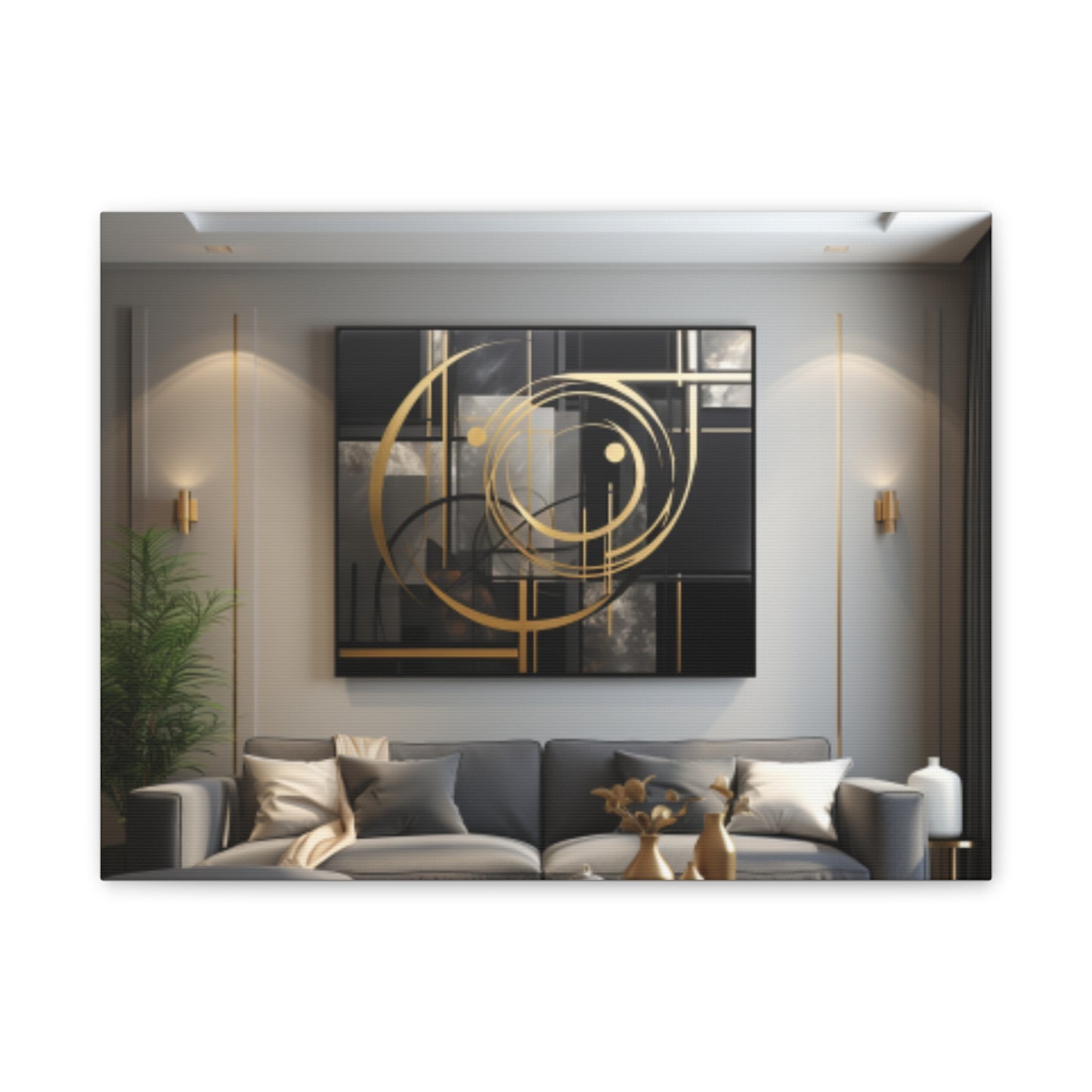 Gold and Black Elegance: A Symphony of Sophistication Canvas Print
