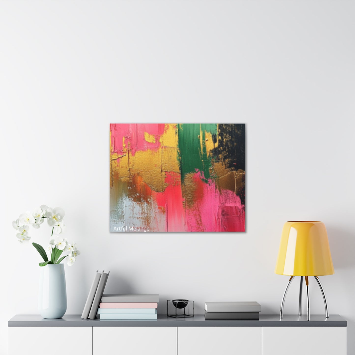 Acrylic Abstract Canvas Print - Homage to the Divine Nine/Pink Green Black and Gold 2