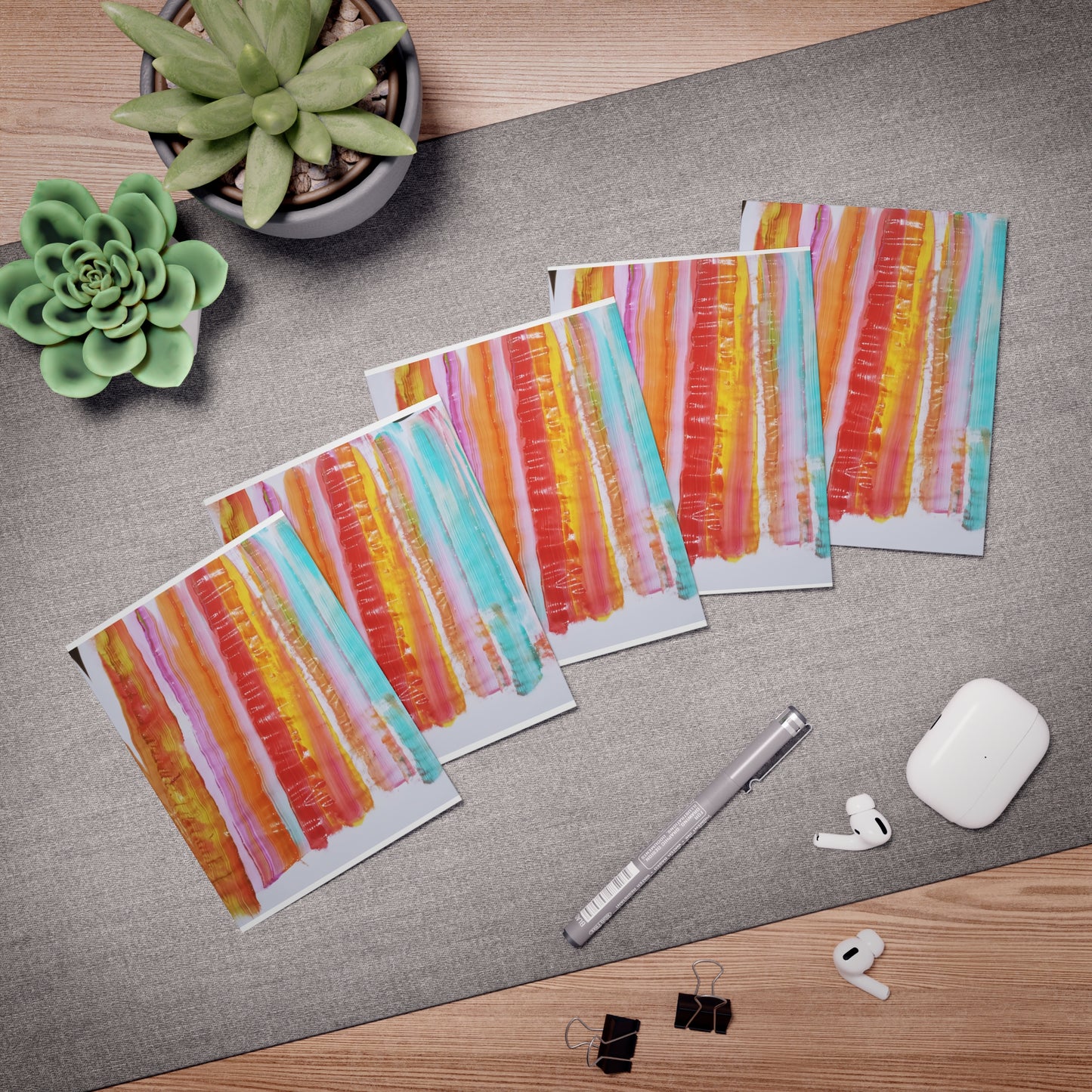 Elegance in Ink: Abstract Art Note Card Set(5-Pack)