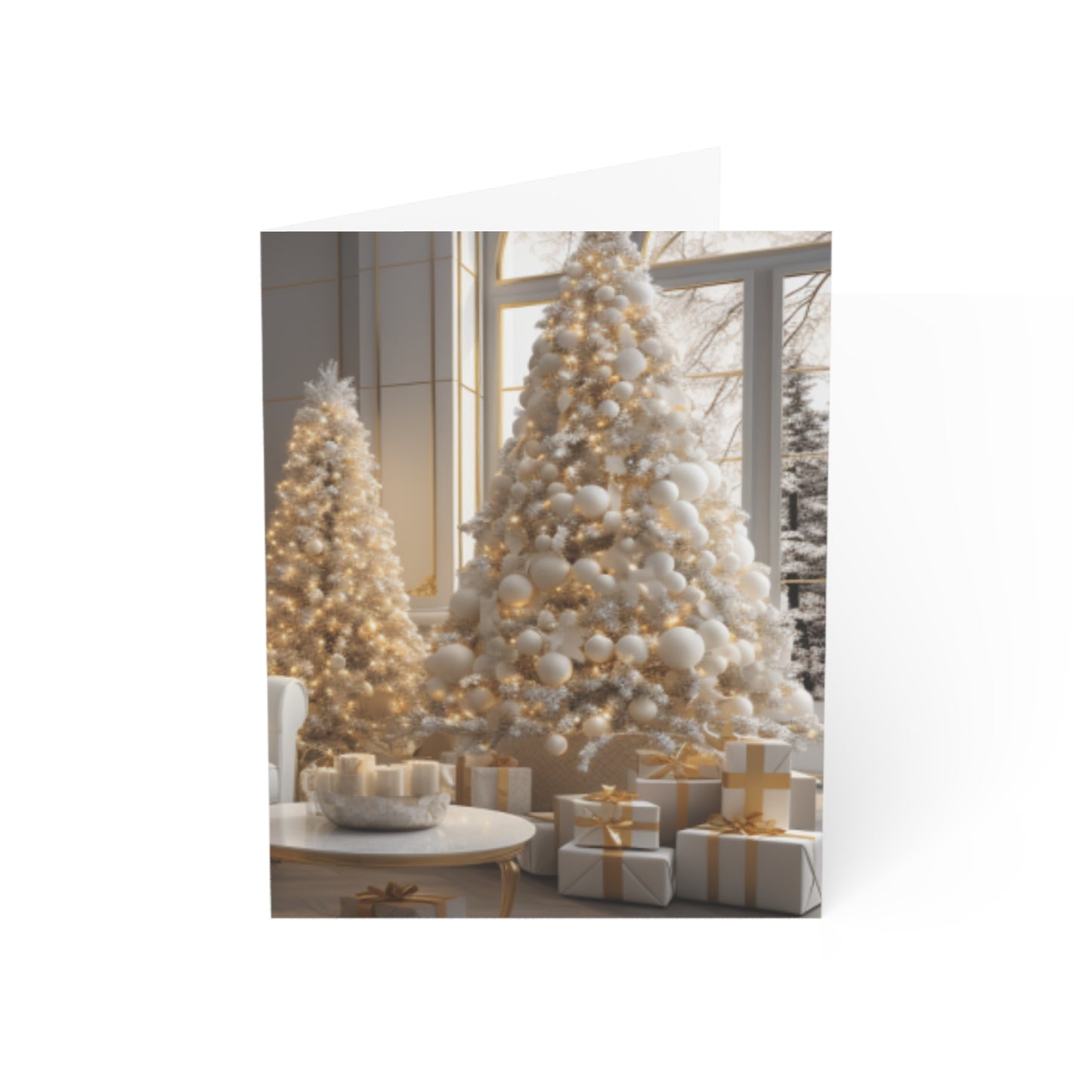 Elegance in Gold & White Christmas Notecards (1, 10, 30, and 50pcs)
