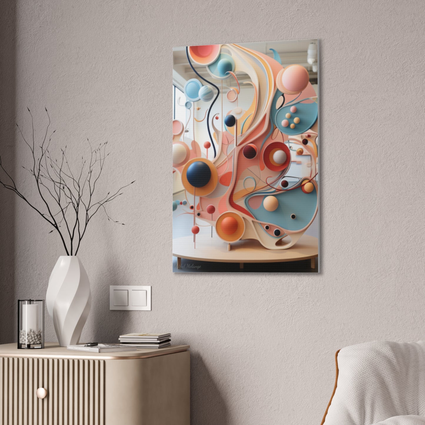 Harmony in Cyan and Peach- Graphic Print
