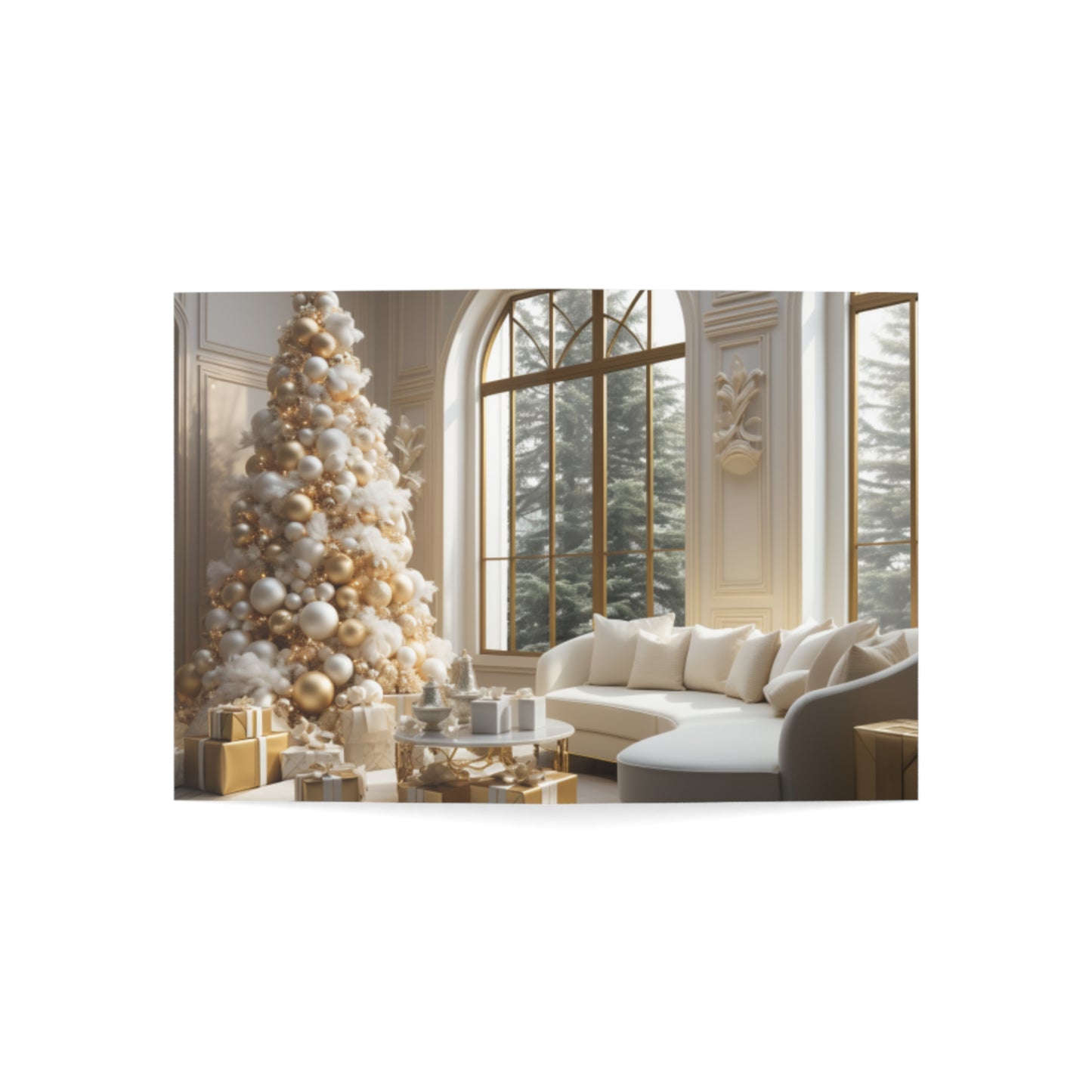Elegance in Gold & White Christmas Notecards (1, 10, 30, and 50pcs)