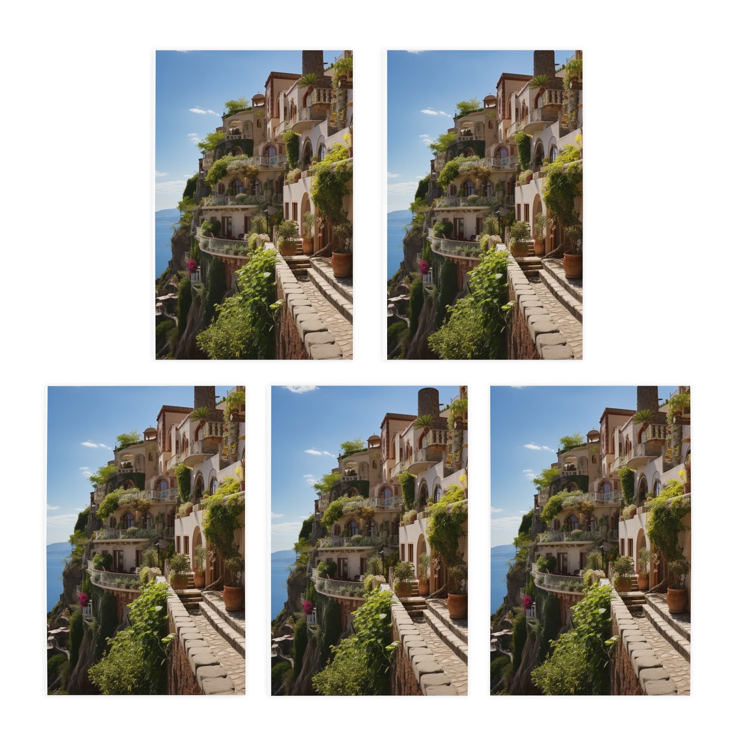 Italian Hillside Scene Design Note Cards (5-Pack)