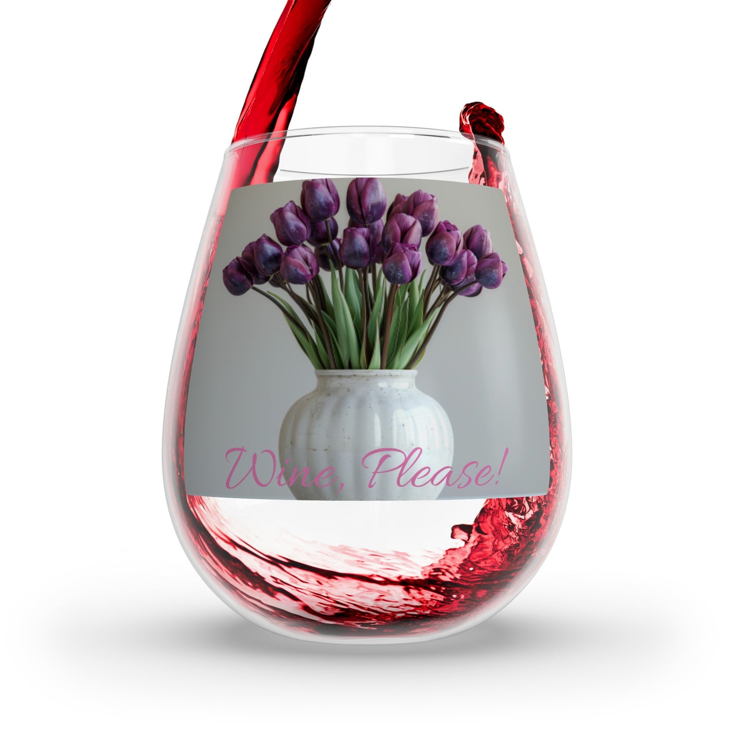 Floral Elegance Stemless Wine Glass, 11.75oz