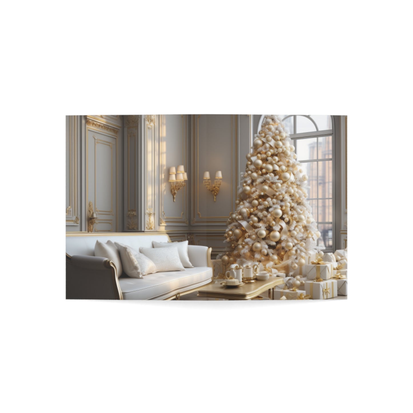 Elegance in Gold & White Christmas Notecards (1, 10, 30, and 50pcs)