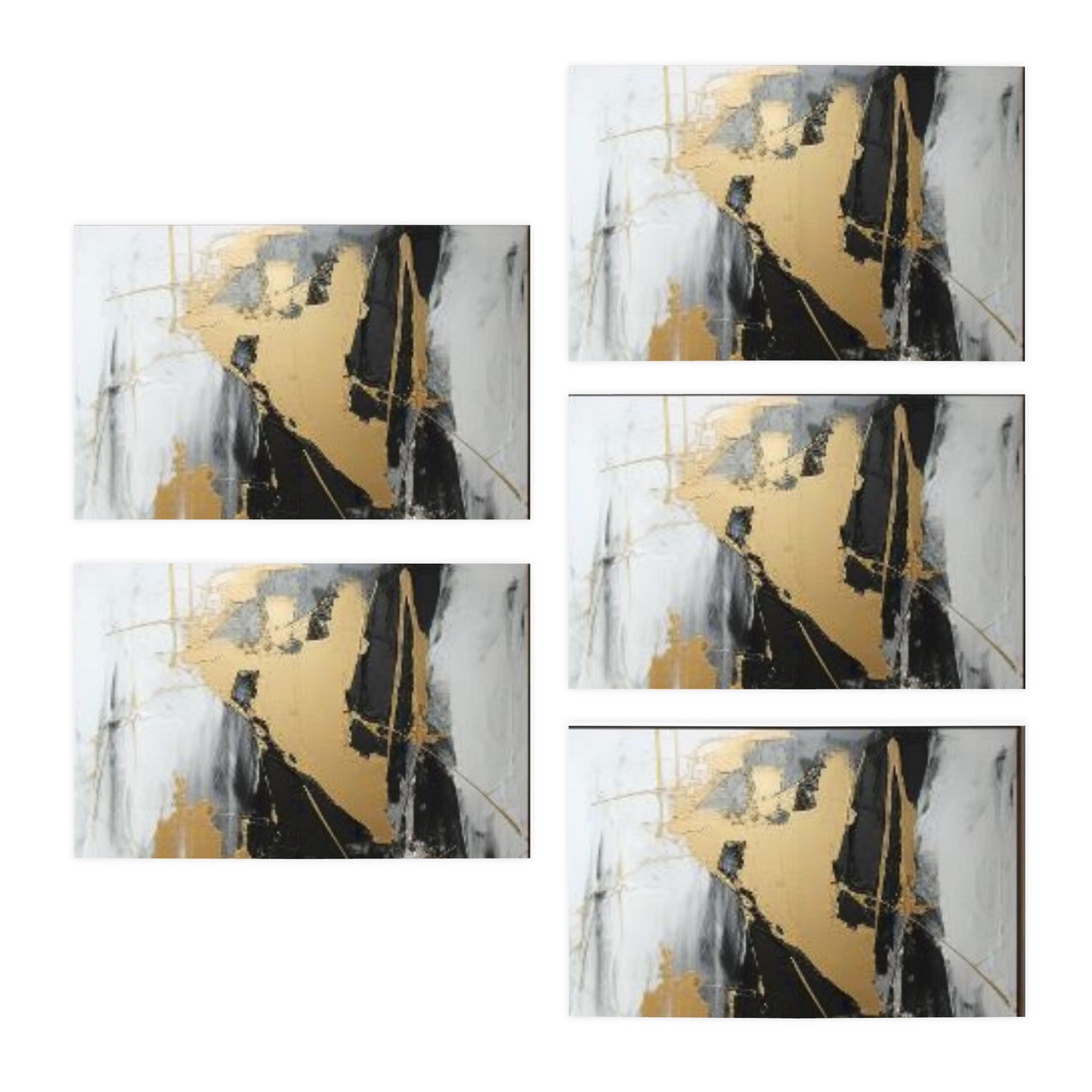 Elegance in Ink: Gold & Black Abstract Art Note Card Set(5-Pack)
