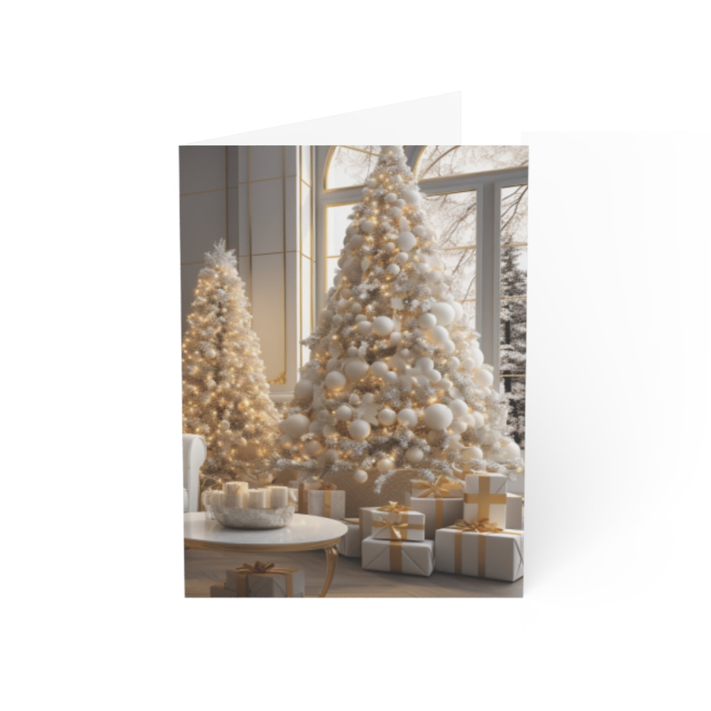 Elegance in Gold & White Christmas Notecards (1, 10, 30, and 50pcs)