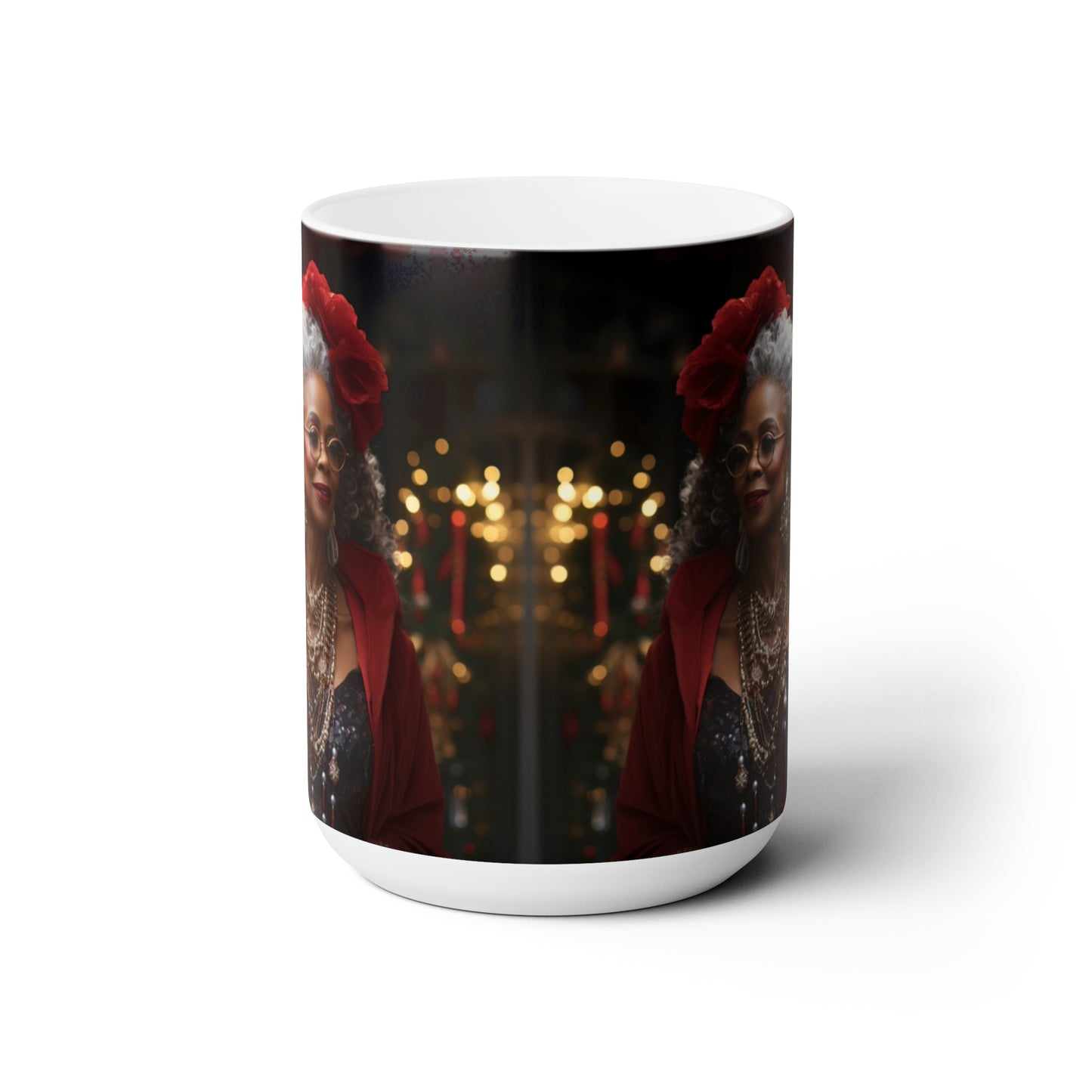 Queen Claus White Ceramic Holiday Mug 15oz