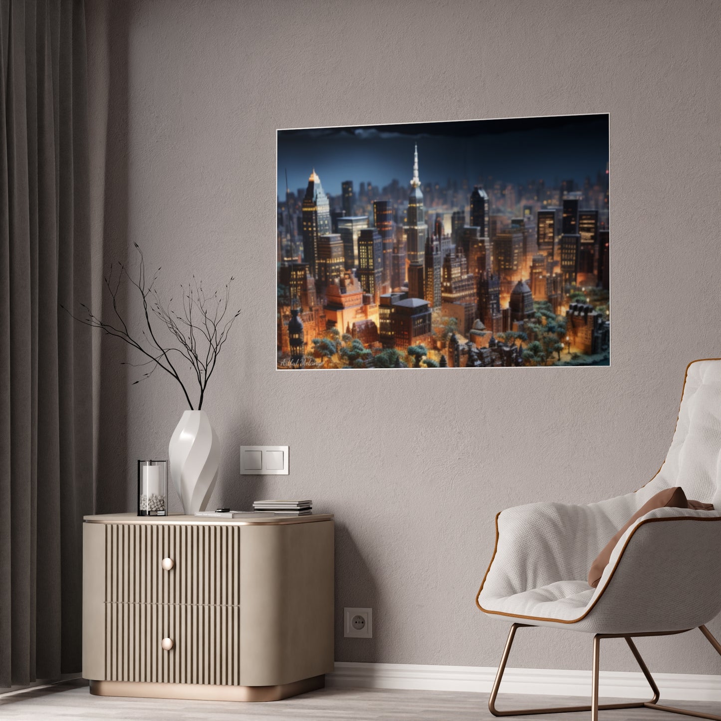 Skyline Vista: Hyper-Realistic 3D Cityscape Posters