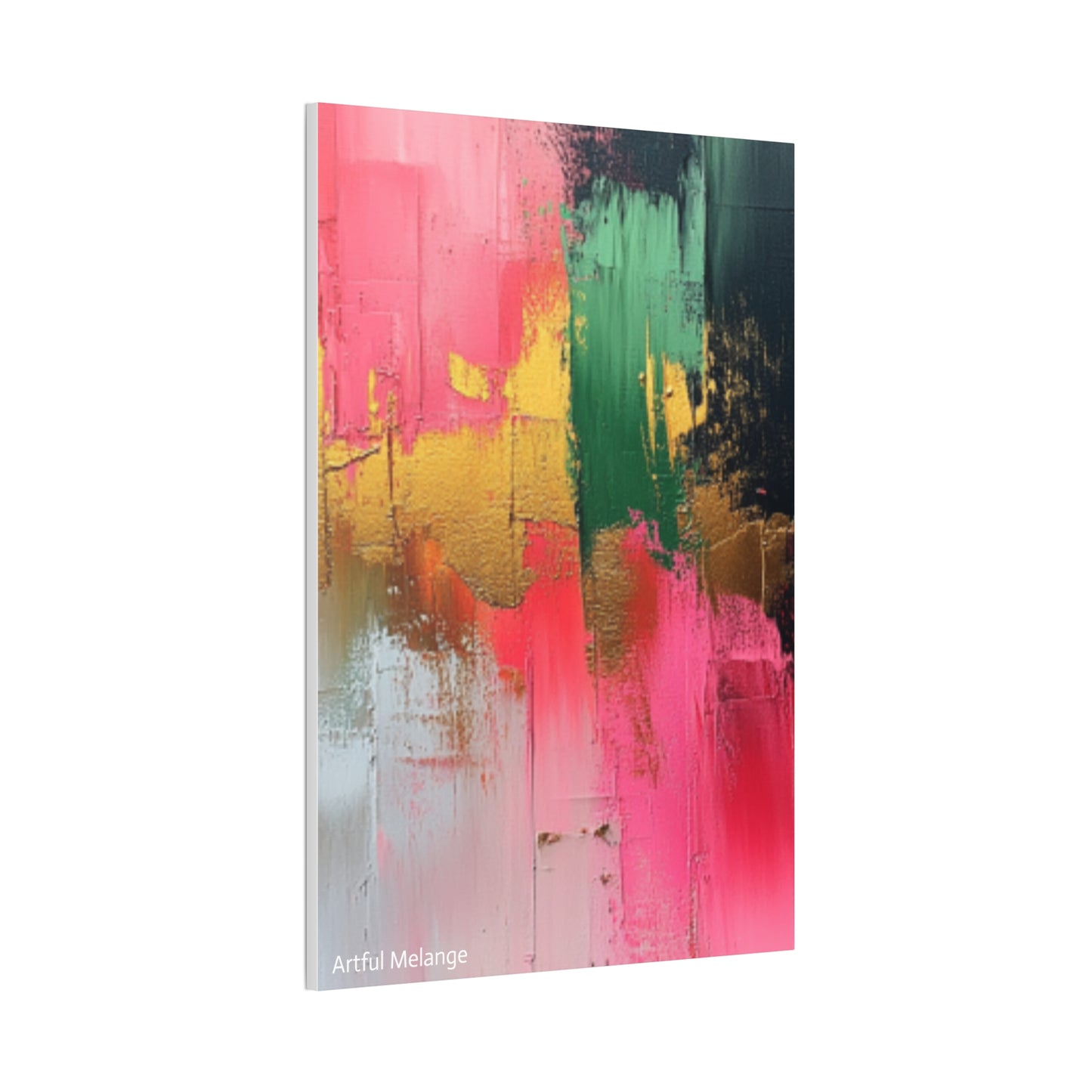 Acrylic Abstract Canvas Print - Homage to the Divine Nine/Pink Green Black and Gold 2