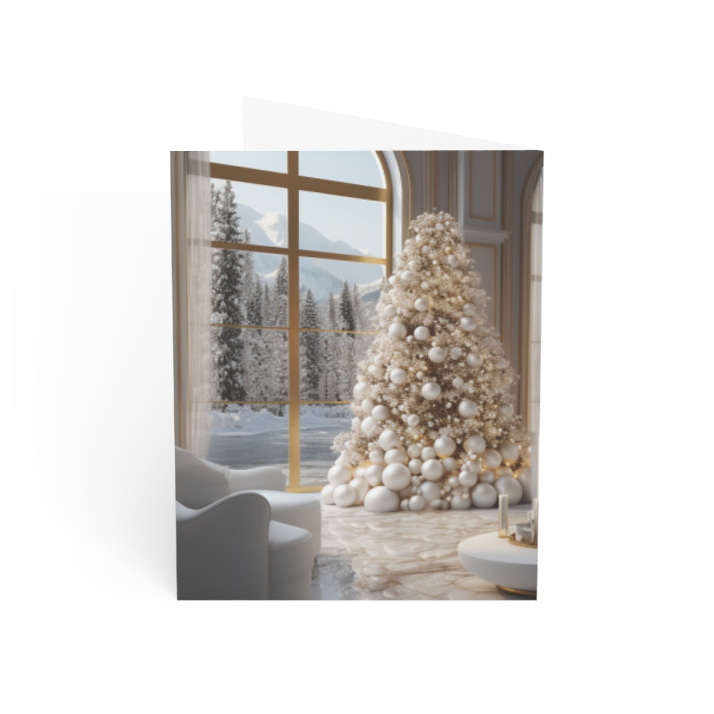 Elegance in Gold & White Christmas Notecards (1, 10, 30, and 50pcs)