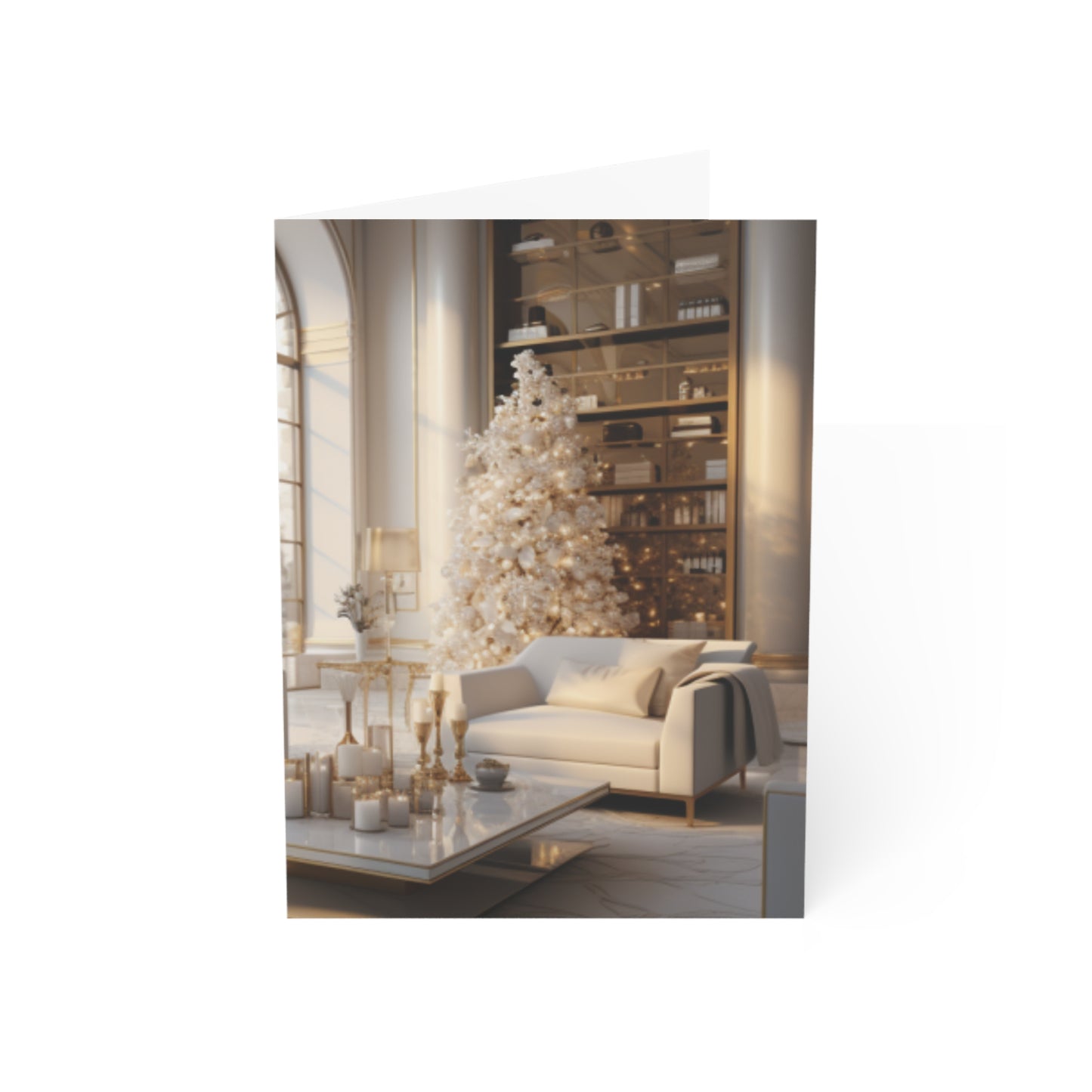 Elegance in Gold & White Christmas Notecards (1, 10, 30, and 50pcs)