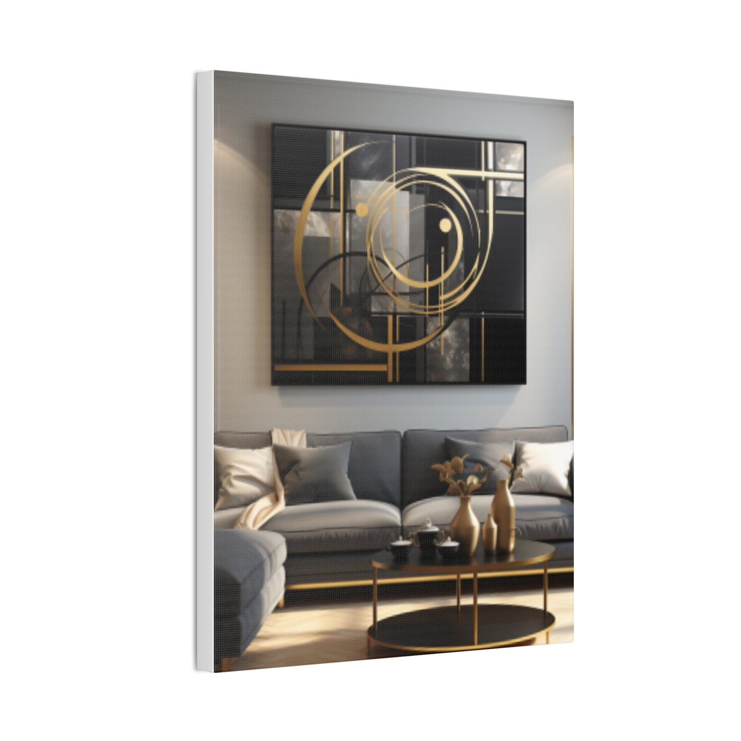Gold and Black Elegance: A Symphony of Sophistication Canvas Print