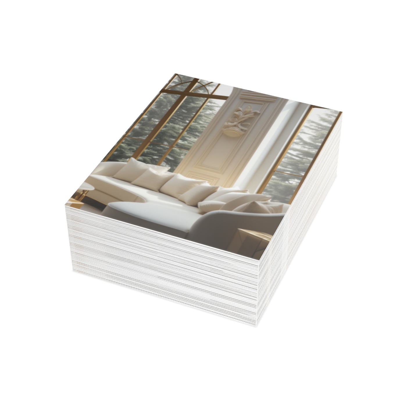 Elegance in Gold & White Christmas Notecards (1, 10, 30, and 50pcs)