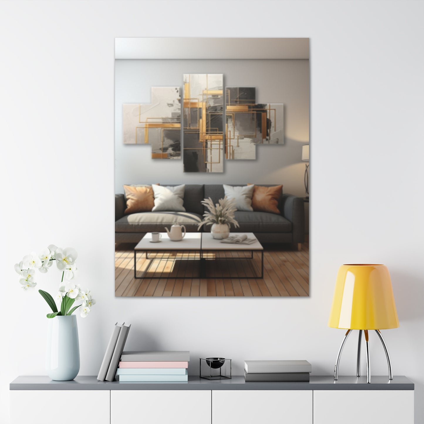 Gold and Black Elegance: A Symphony of Sophistication Canvas Print