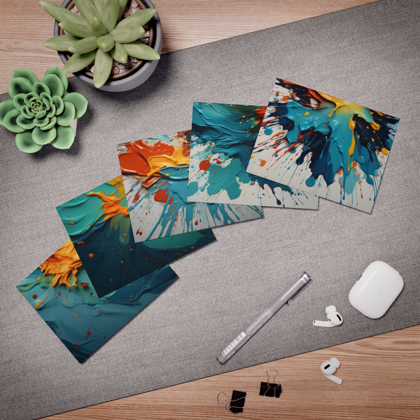 Elegance in Ink: Abstract Art Note Card Set(5-Pack)