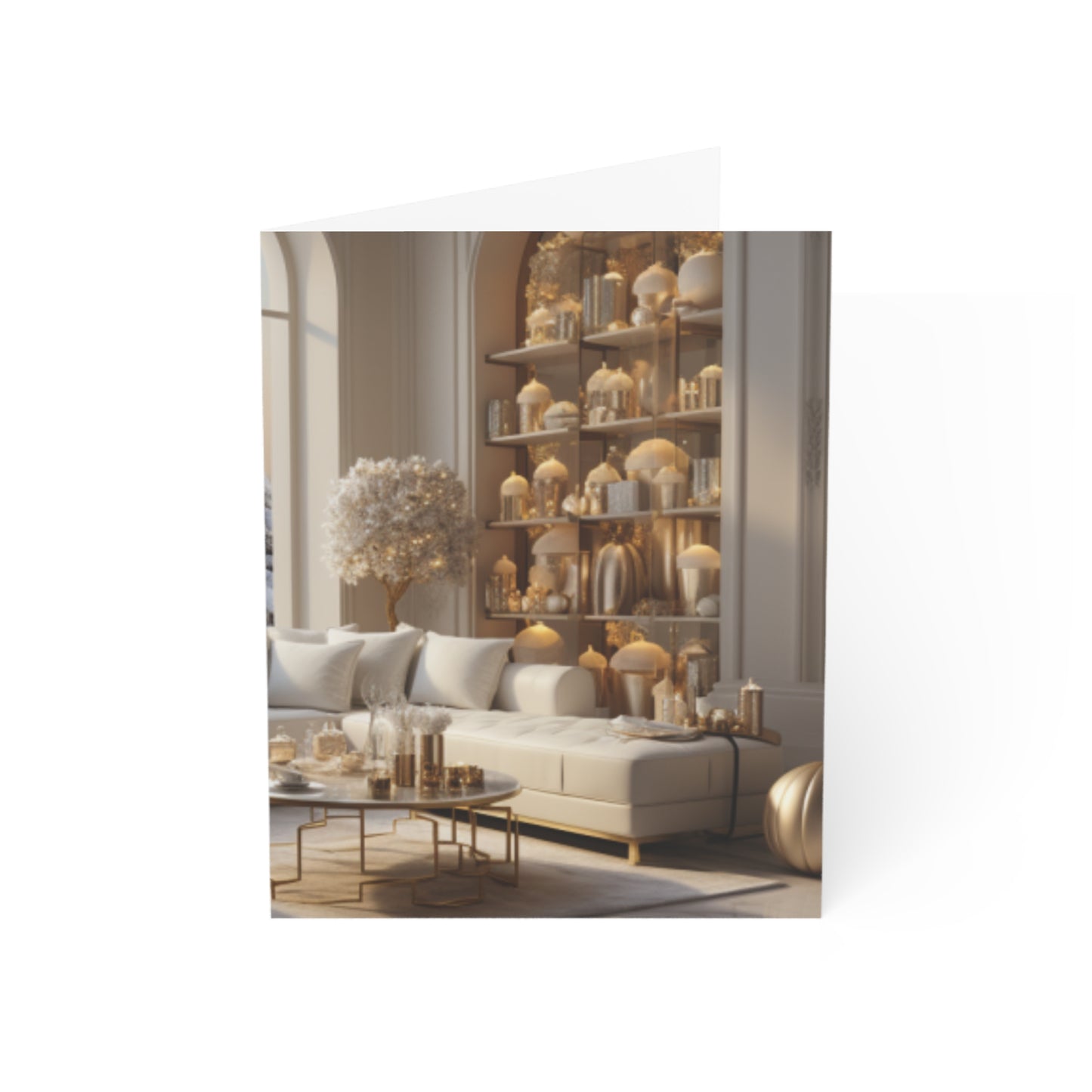 Elegance in Gold & White Christmas Notecards (1, 10, 30, and 50pcs)