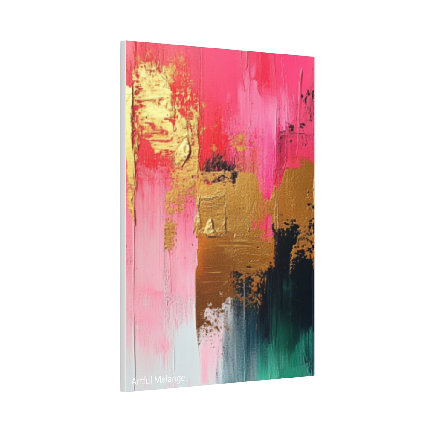 Acrylic Abstract Canvas Print - Homage to the Divine Nine/Pink Green Black and Gold 4