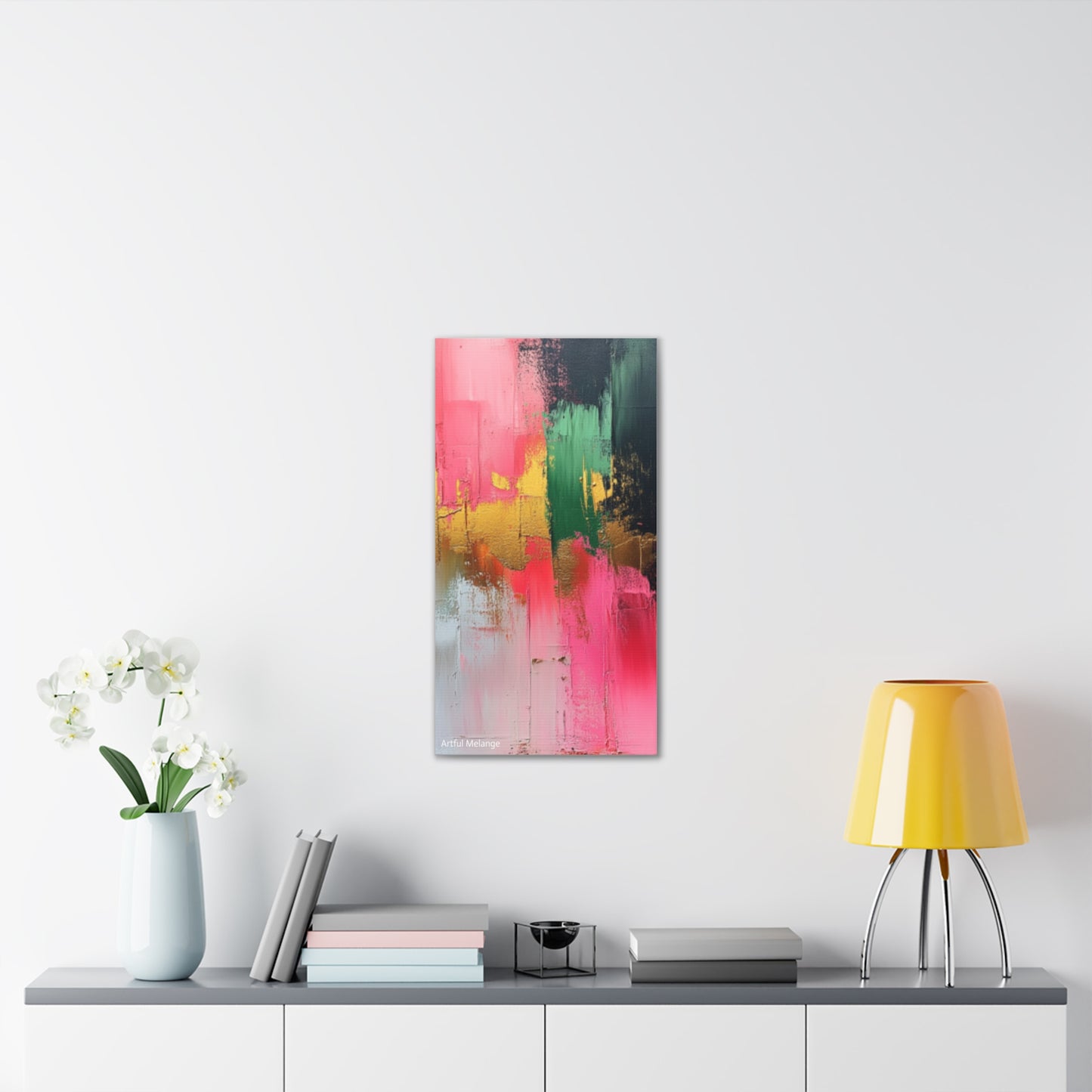 Acrylic Abstract Canvas Print - Homage to the Divine Nine/Pink Green Black and Gold 2